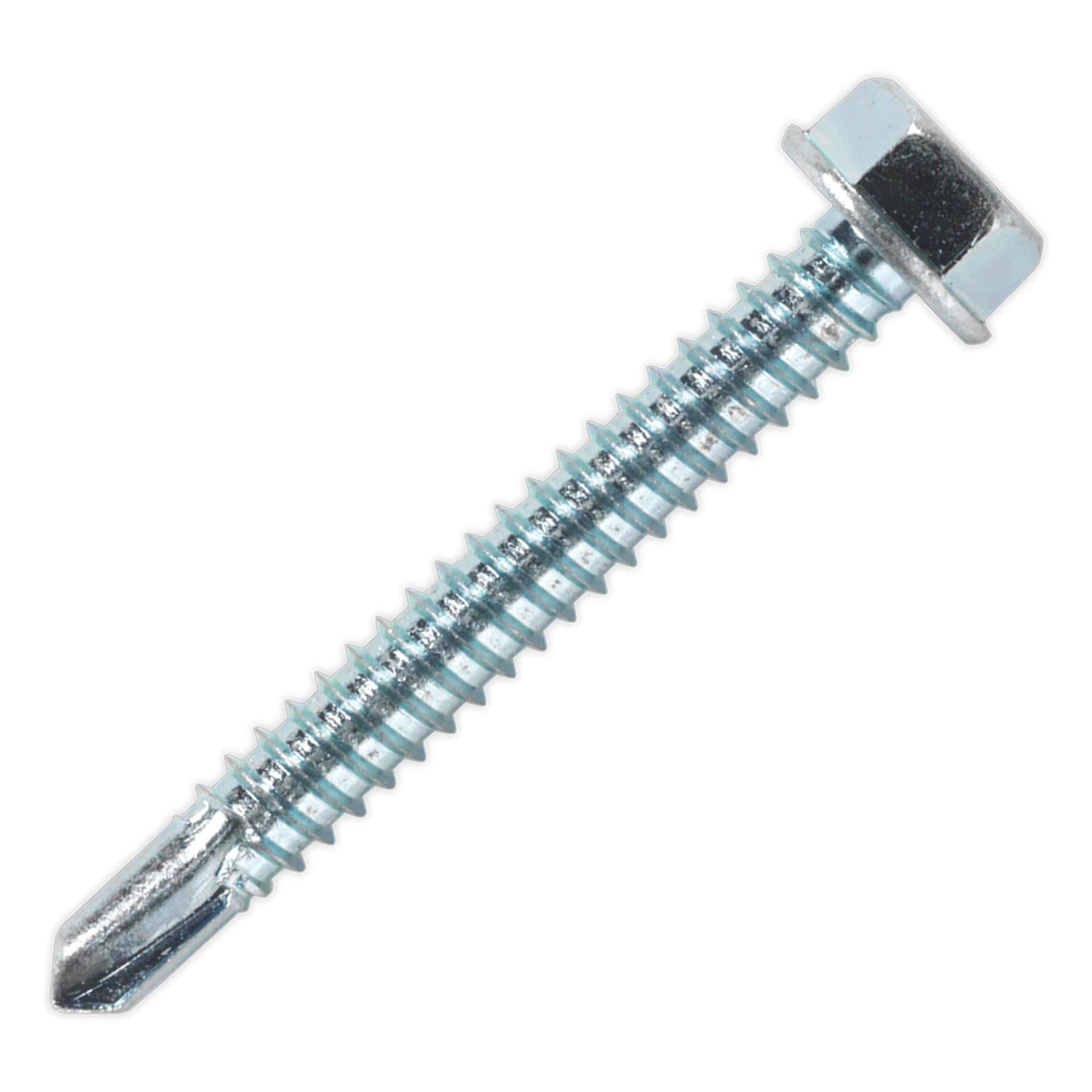 Sealey Self Drilling Screw 6.3 x 50mm Hex Head Zinc Pack of 100