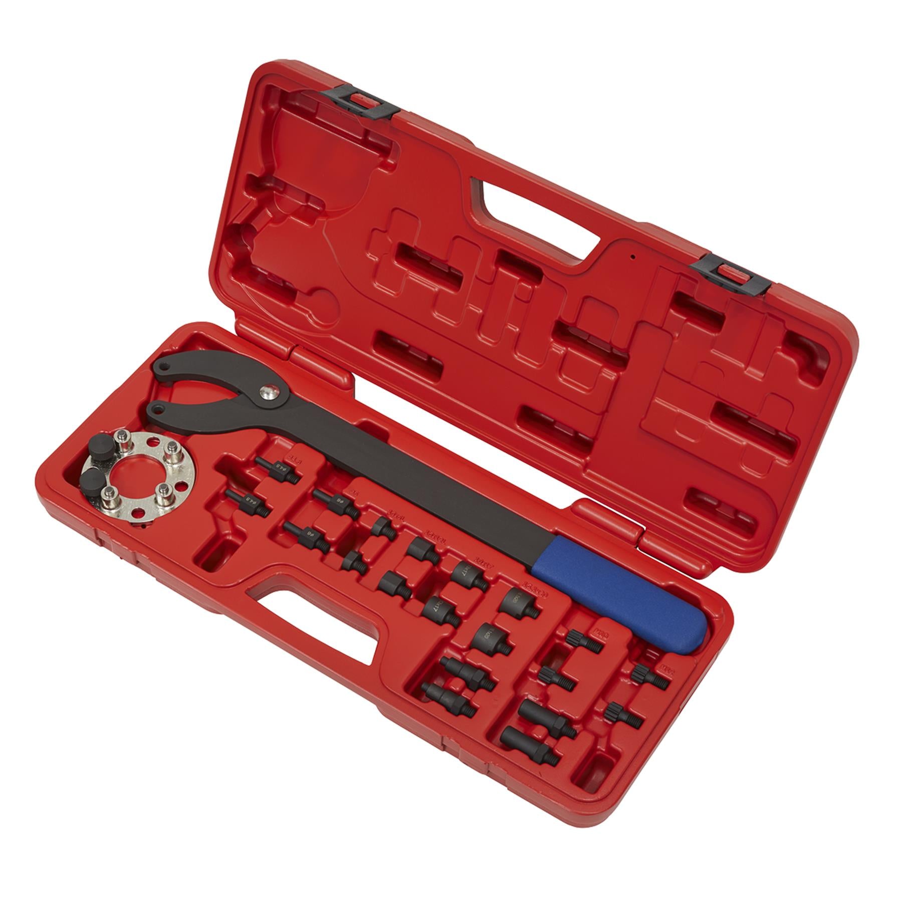 Sealey Pulley Holding/Turning Set 24pc - VAG Adaptor Plate & Handle