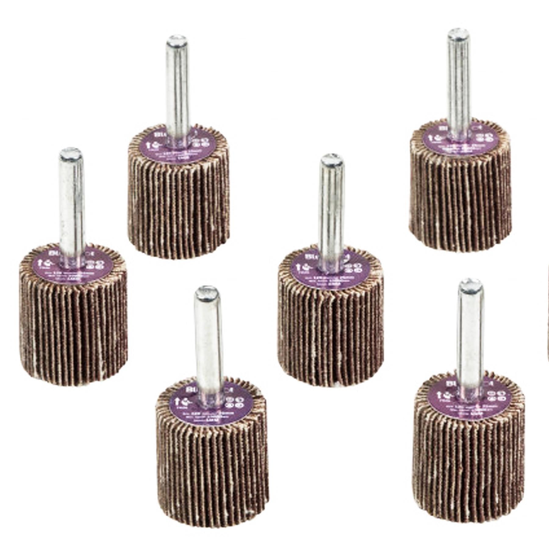 BlueSpot 10pc Sanding Flap Wheel Disc Set For Drill 120 Grit 25mm Wood Metal