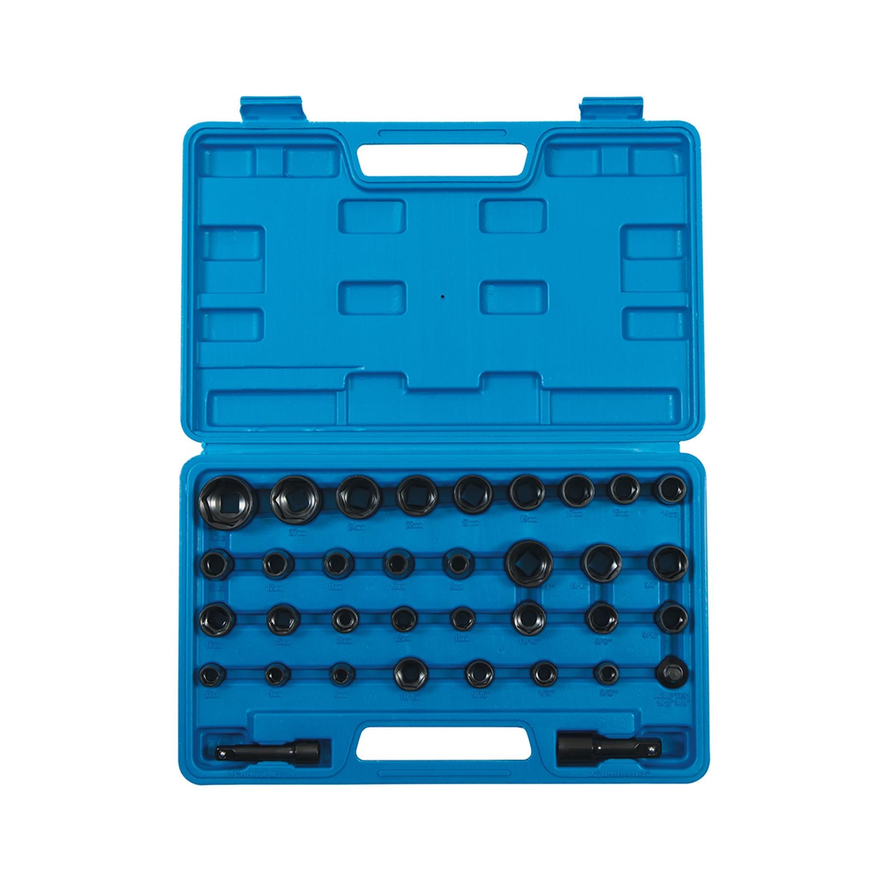 35Pce Impact Socket Set Metric Imperial Garage Mechanic Automotive Quality