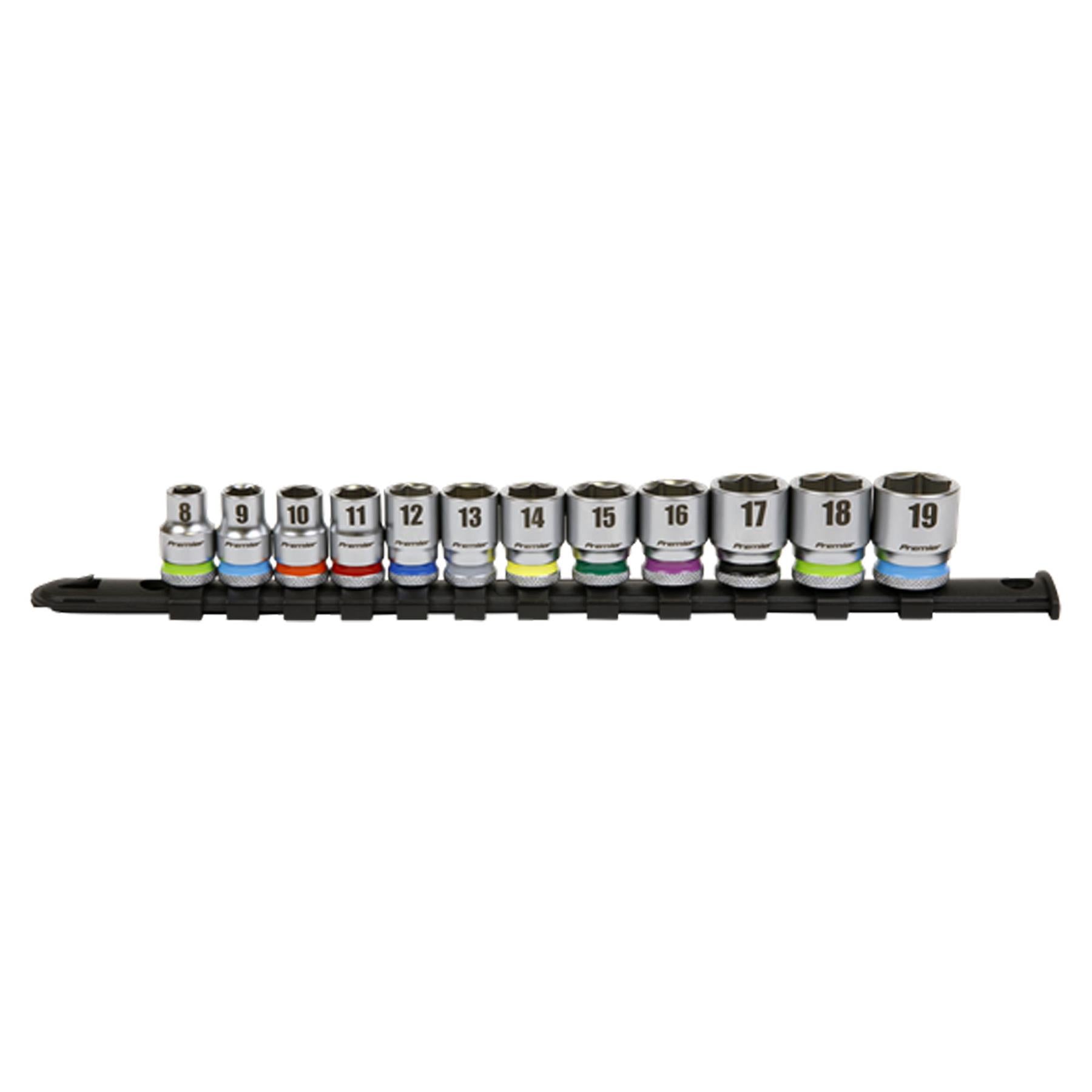 Sealey Socket Set 12pc 3/8"Sq Drive 6pt WallDrive� Metric