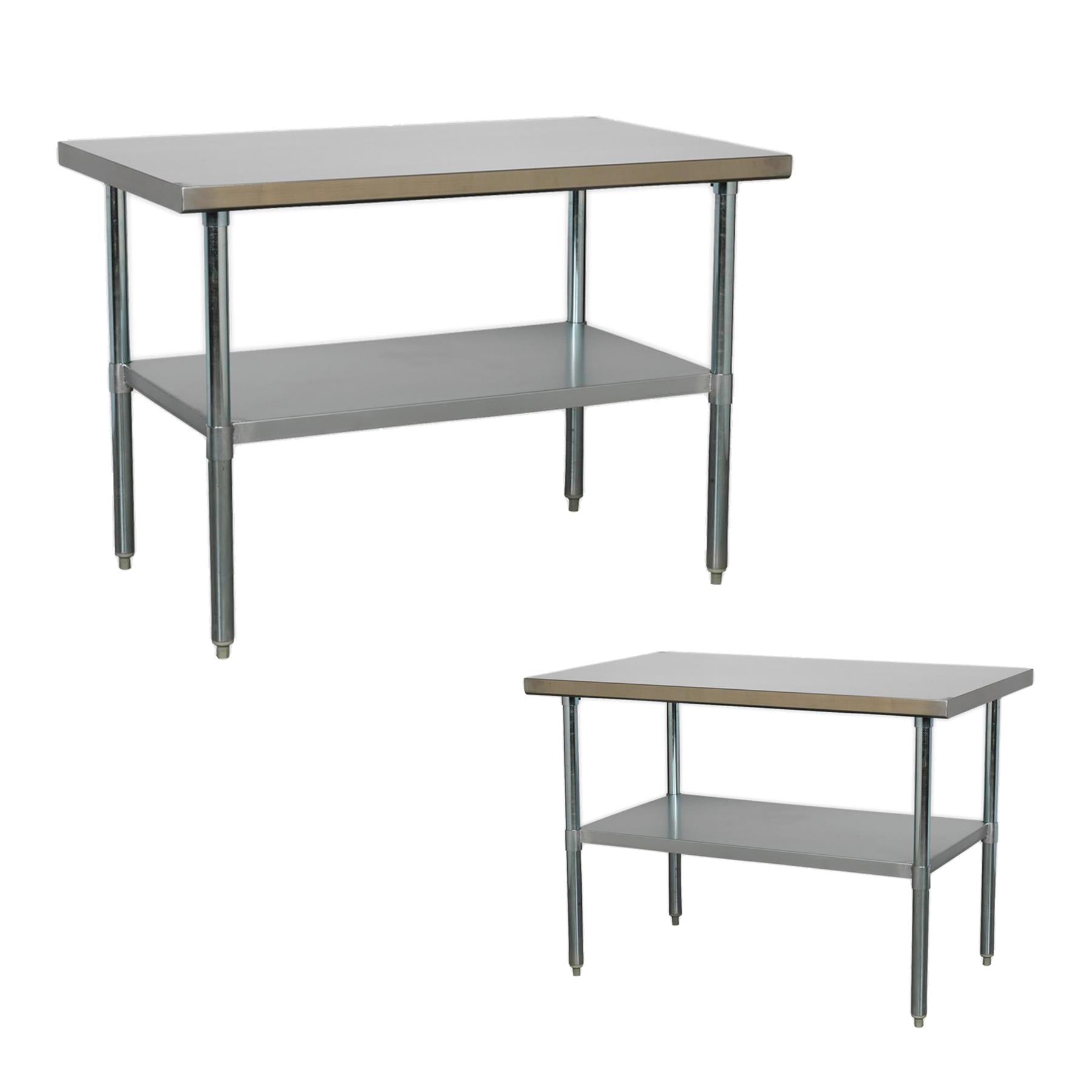 Sealey Stainless Steel Workbench 1.2m Storage Space Galvanized Steel Frame