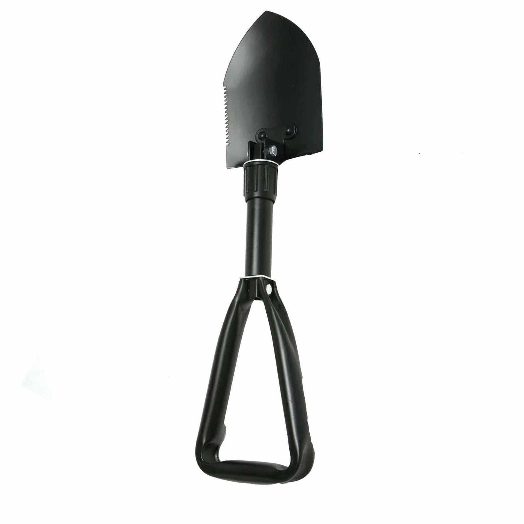 Carbon Steel Portable and Compact Folding Boot Shovel serrated blade with tubular steel handle