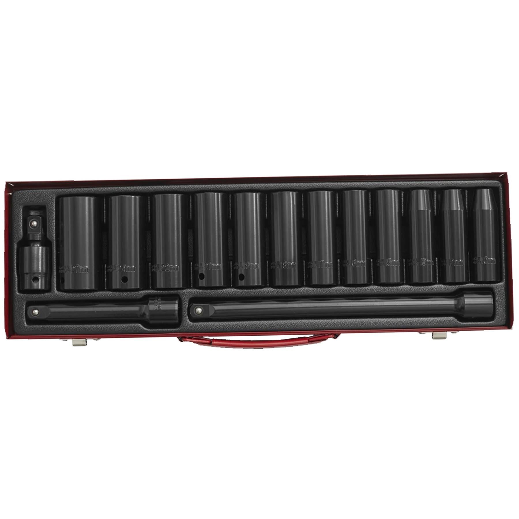 Sealey Impact Socket Set 15pc 1/2"Sq Drive Deep Metric