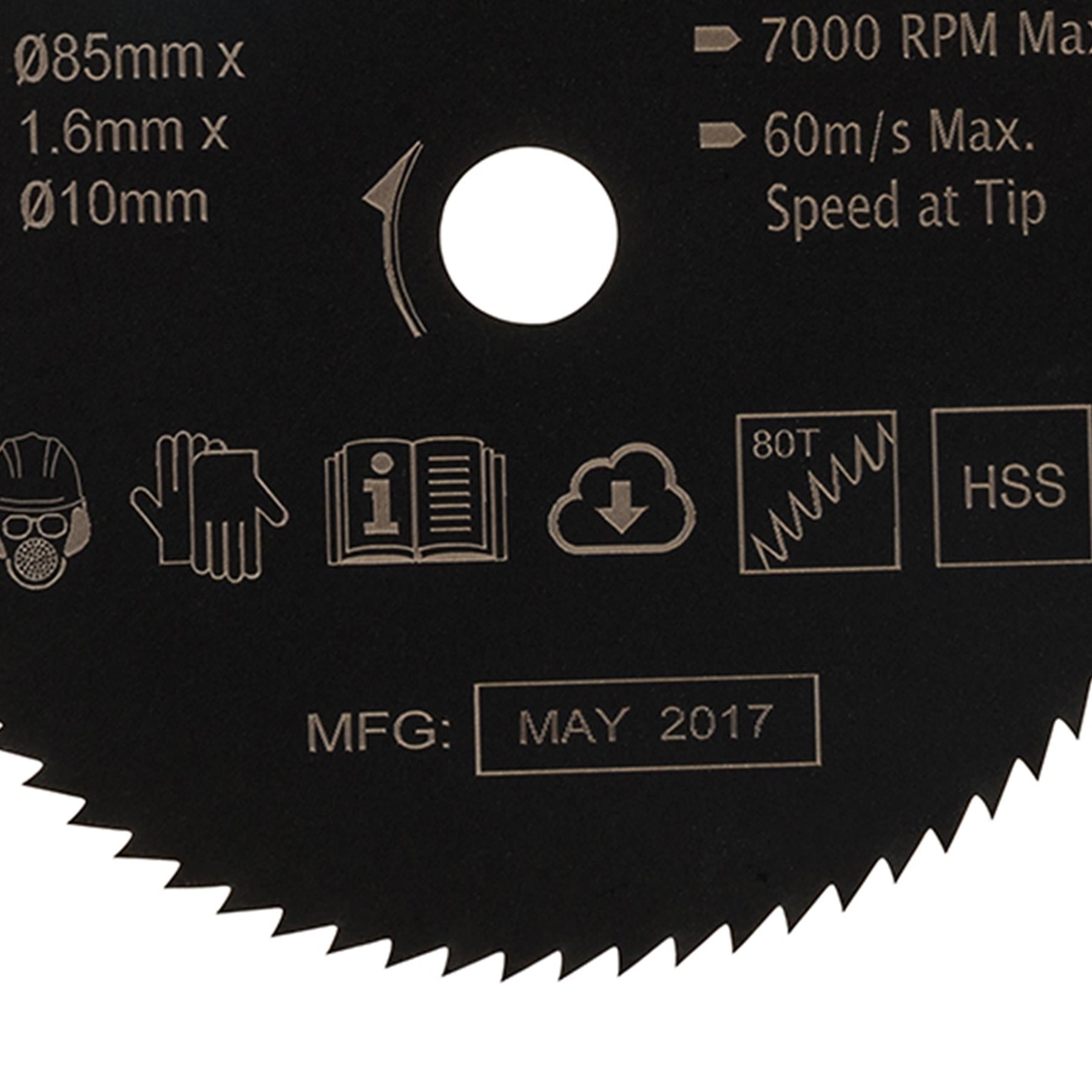 HSS Mini Saw Blade Titan Worx 85mm Diameter 10mm Bore - 80 Teeth