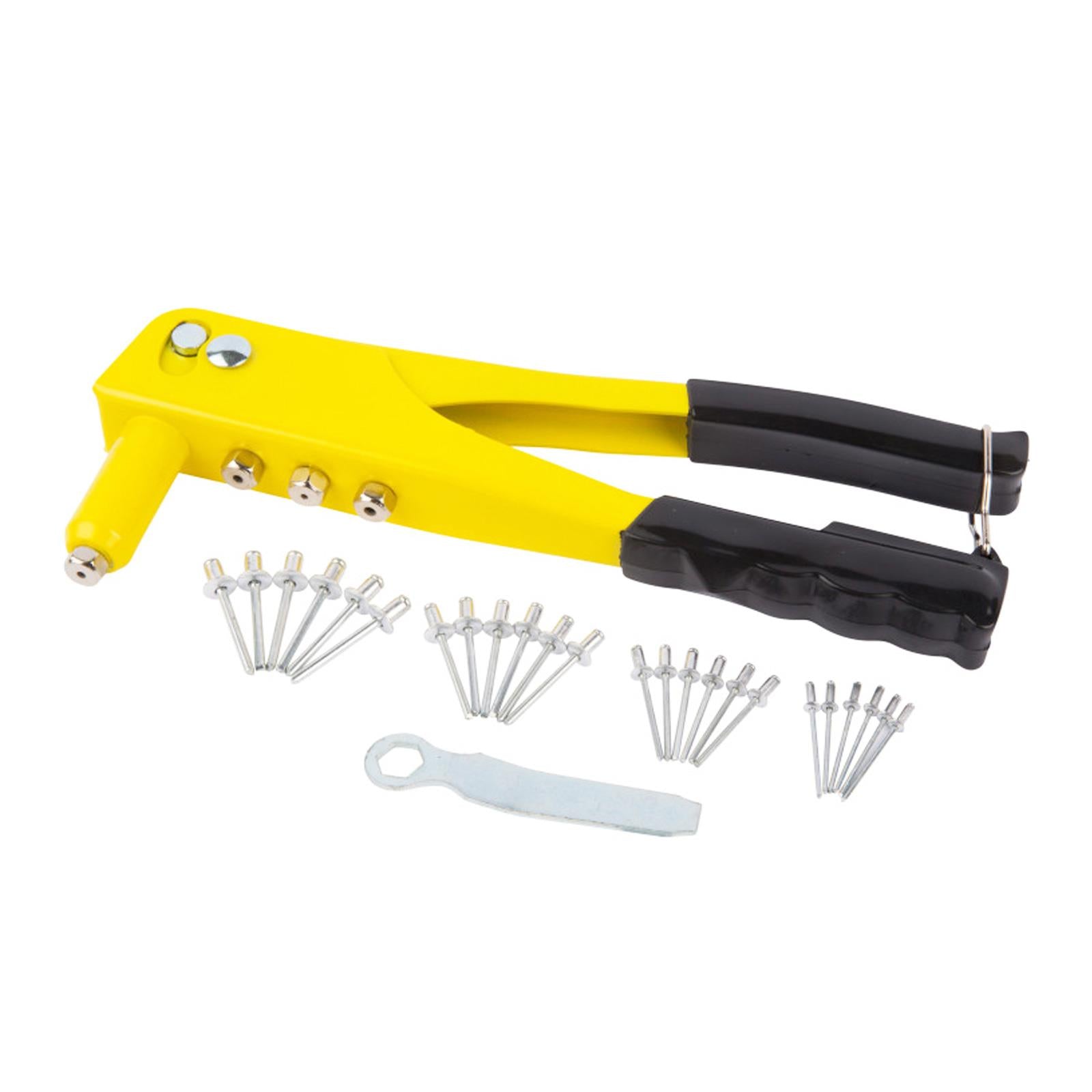 BlueSpot Hand Pop Rivet Gun With 60 Rivets And 4 Size Riveter Nozzles