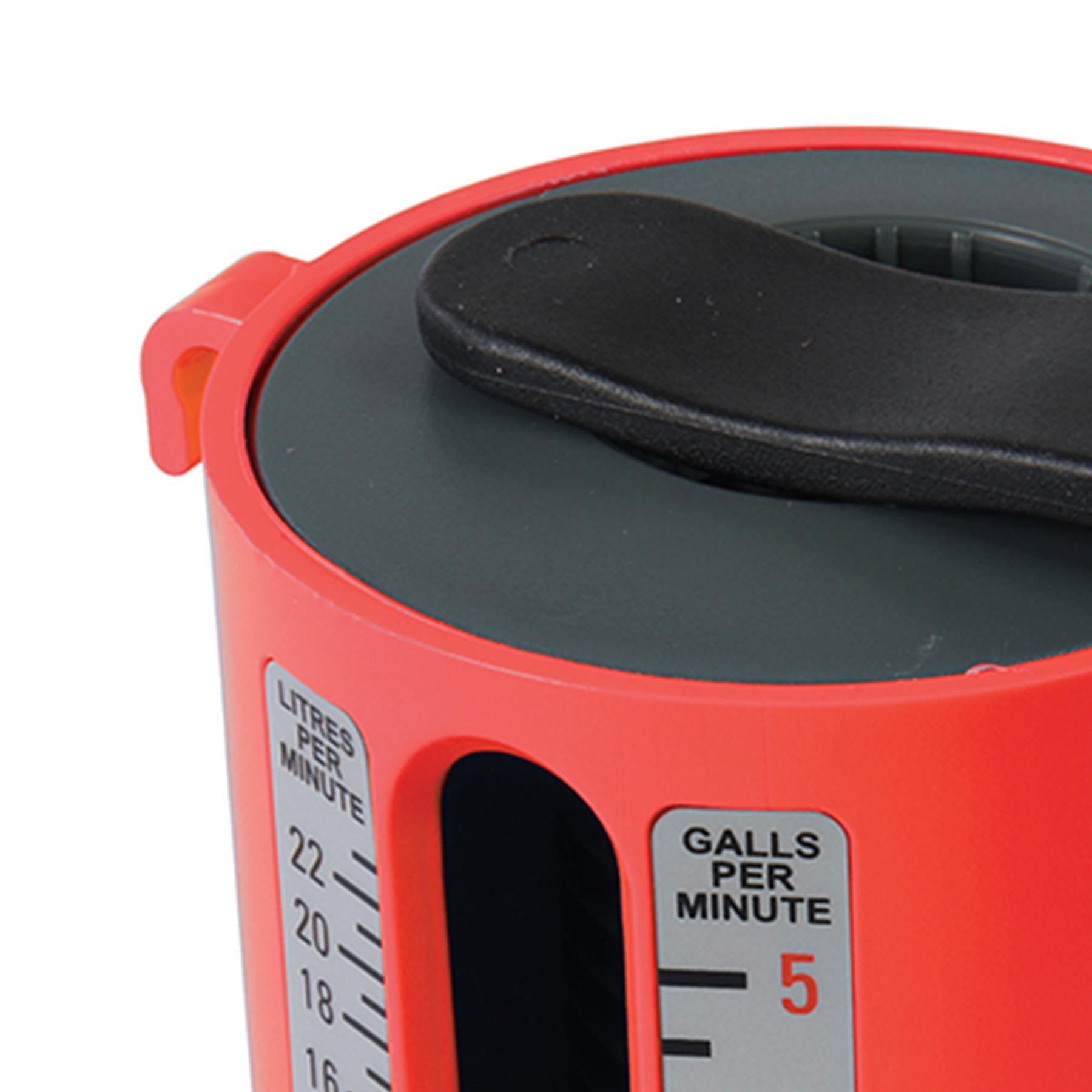 Flow Measure Cup Red Impact-Resistant Abs Construction 2.5-22Ltr/1/2-5 Gallons