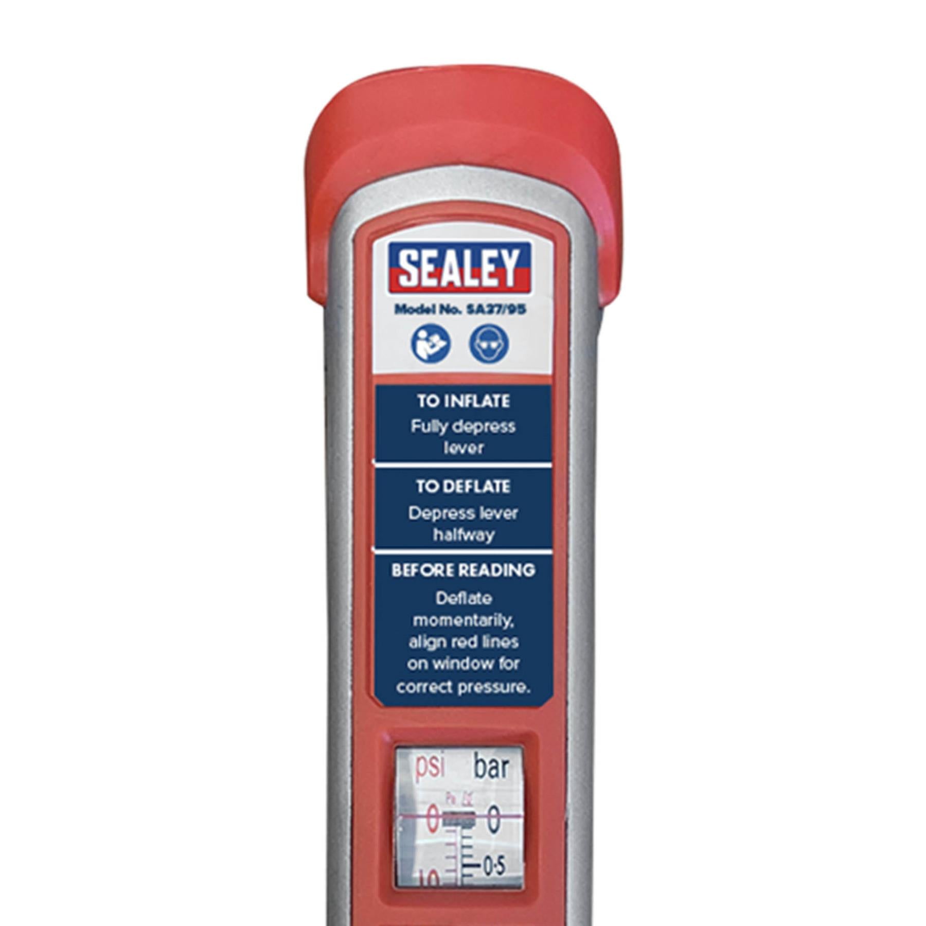 Sealey Tyre Inflator 2.5m Hose with Twin Clip-On Connector