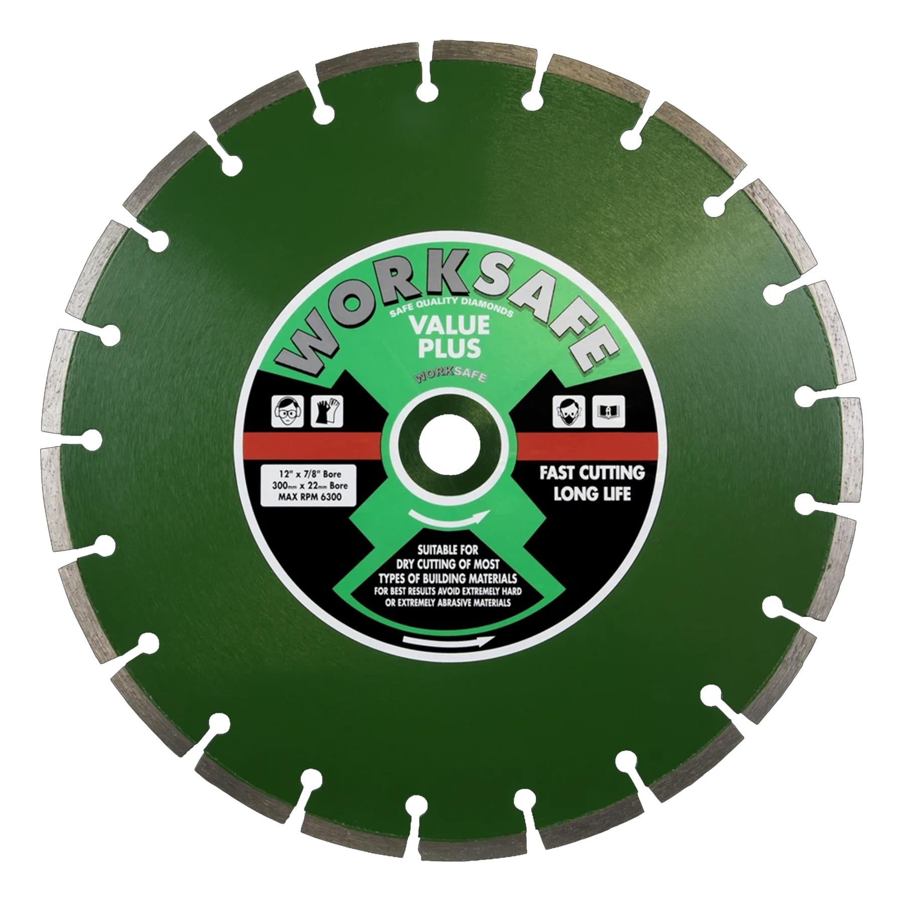 Value Plus Diamond Blade 300 x 22mm. cutting hard and medium materials Sealey