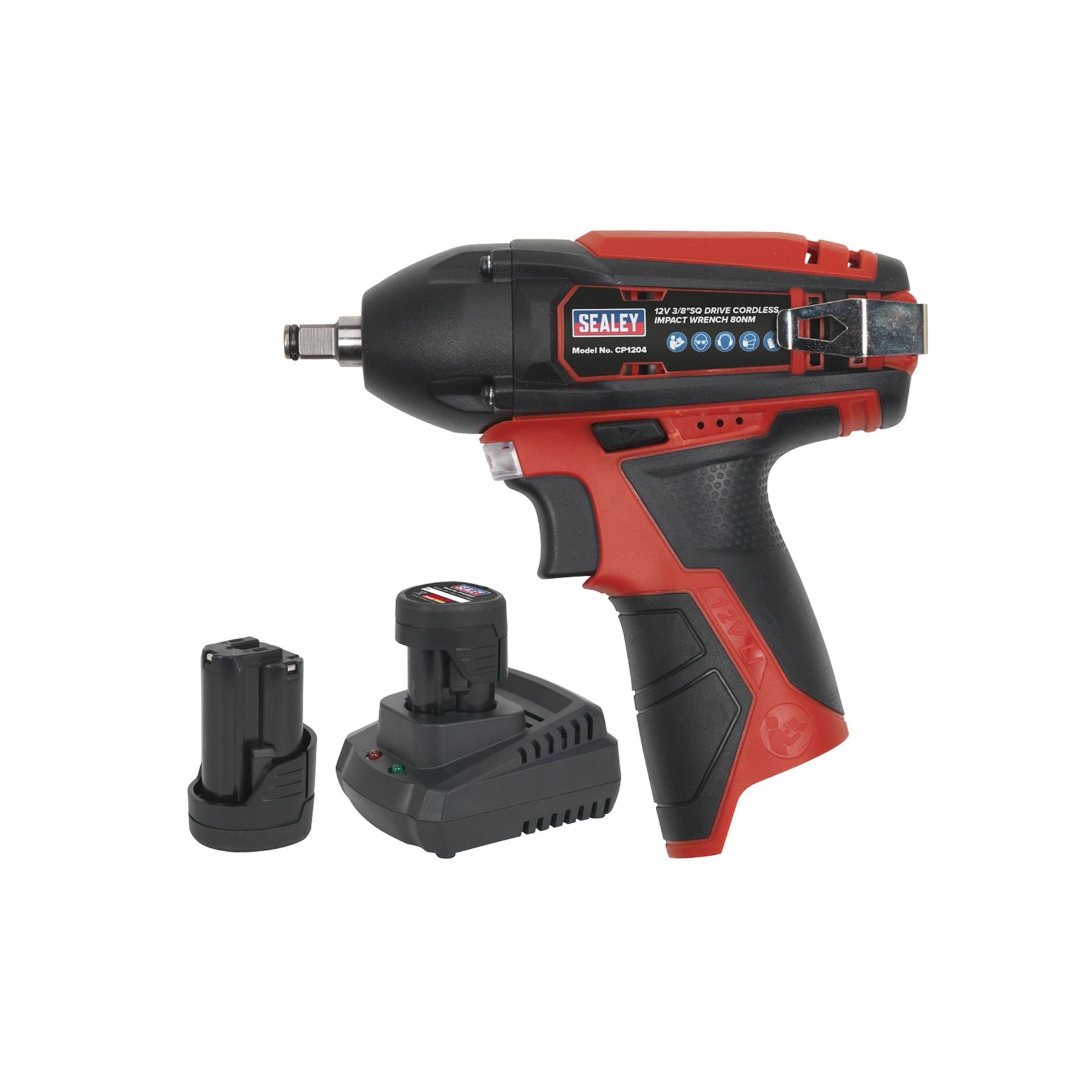 Sealey Impact Wrench Kit 3/8"Sq Drive 12V Lithium-ion - 2 Batteries