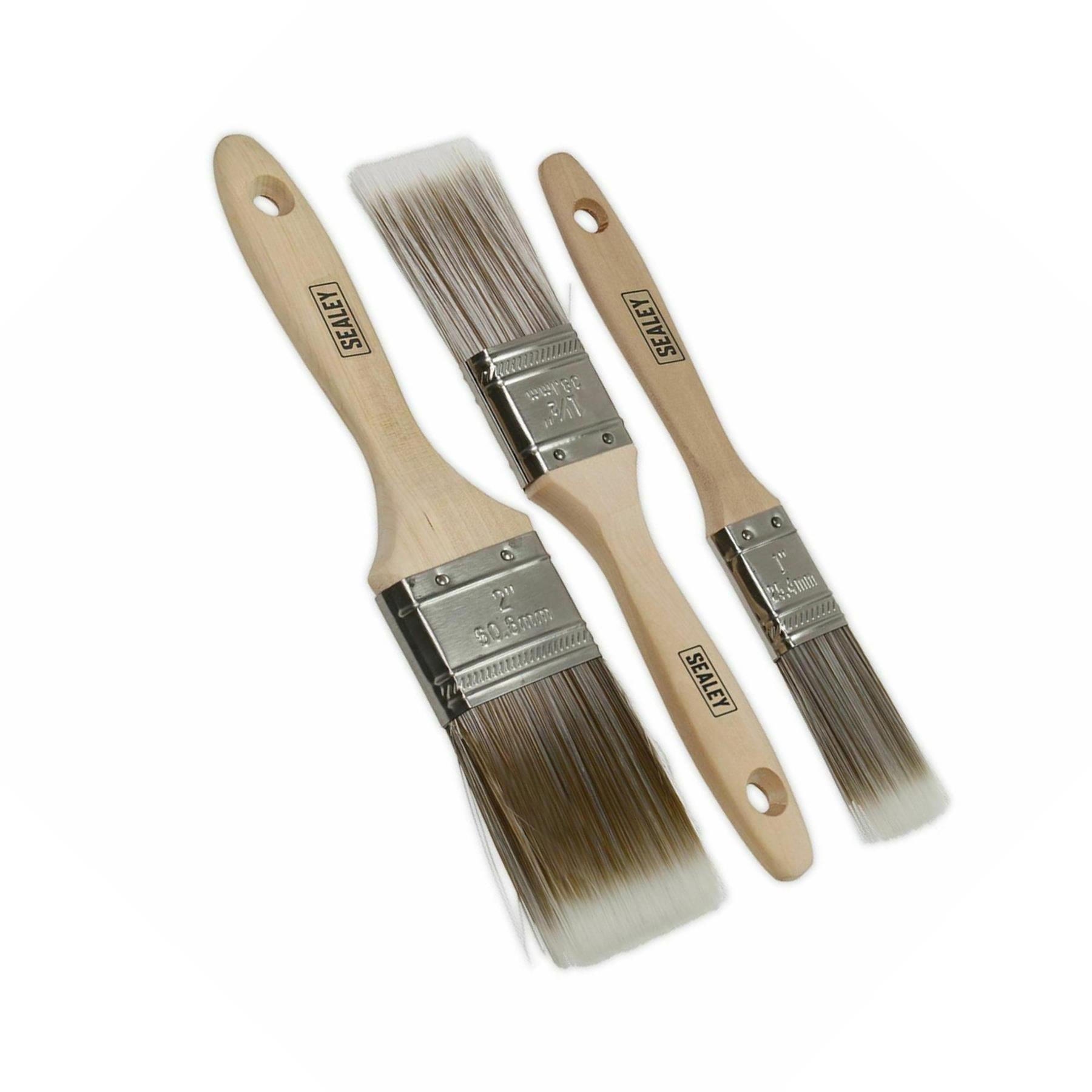 Sealey Wooden Handle Paint Brush Set 3pc