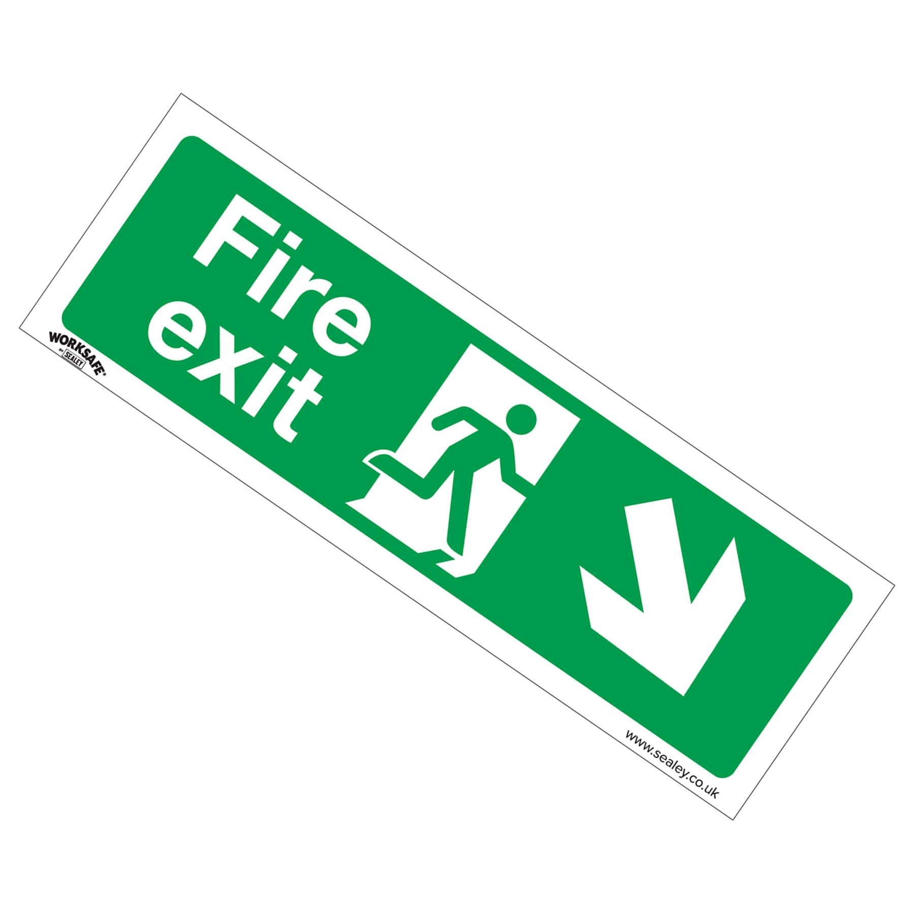 Safe Conditions Safety Sign - Fire Exit (Down Right) - Self-Adhesive Vinyl