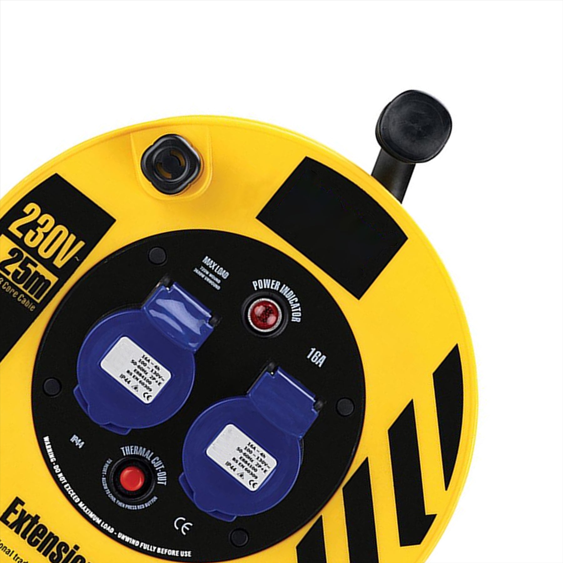 Defender Light Industrial Reel 2-Way 25m 230V 16A Steel A-frame