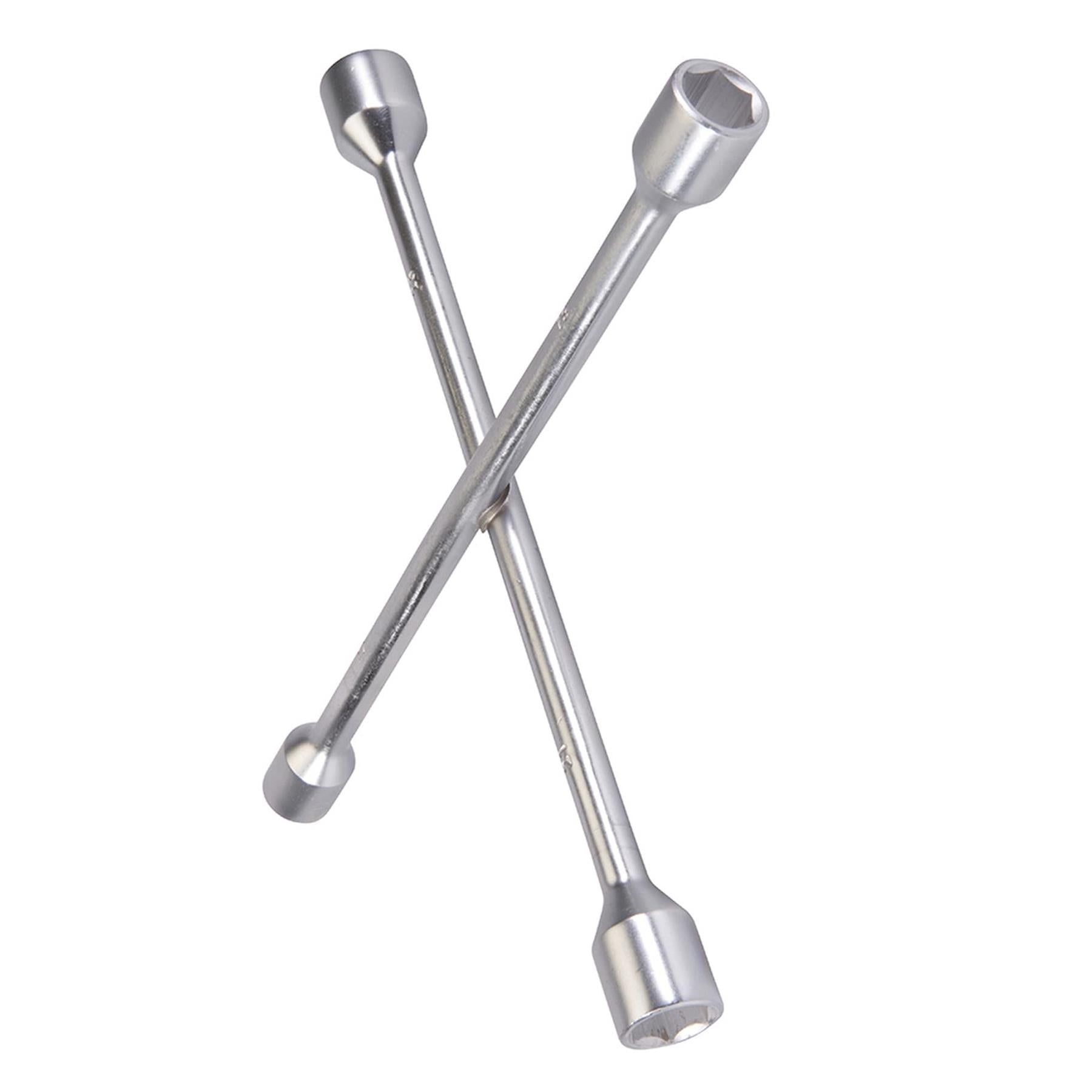 Cross Wrench 17, 19, 21 & 23mm Hexagonal 4 Sockets En-8 Carbon Steel Hardened