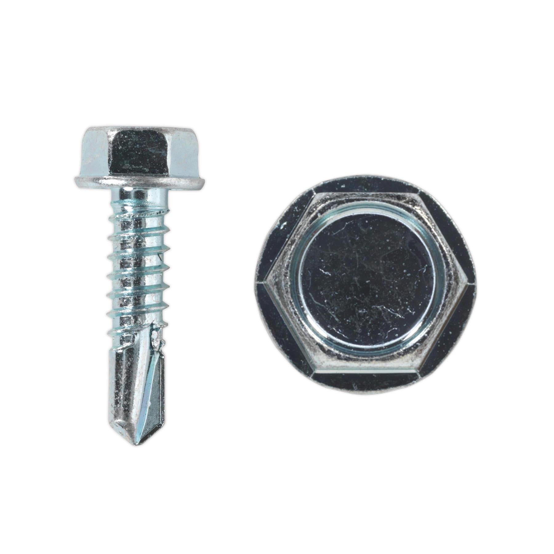 Sealey Self Drilling Screw 6.3 x 25mm Hex Head Zinc Pack of 100