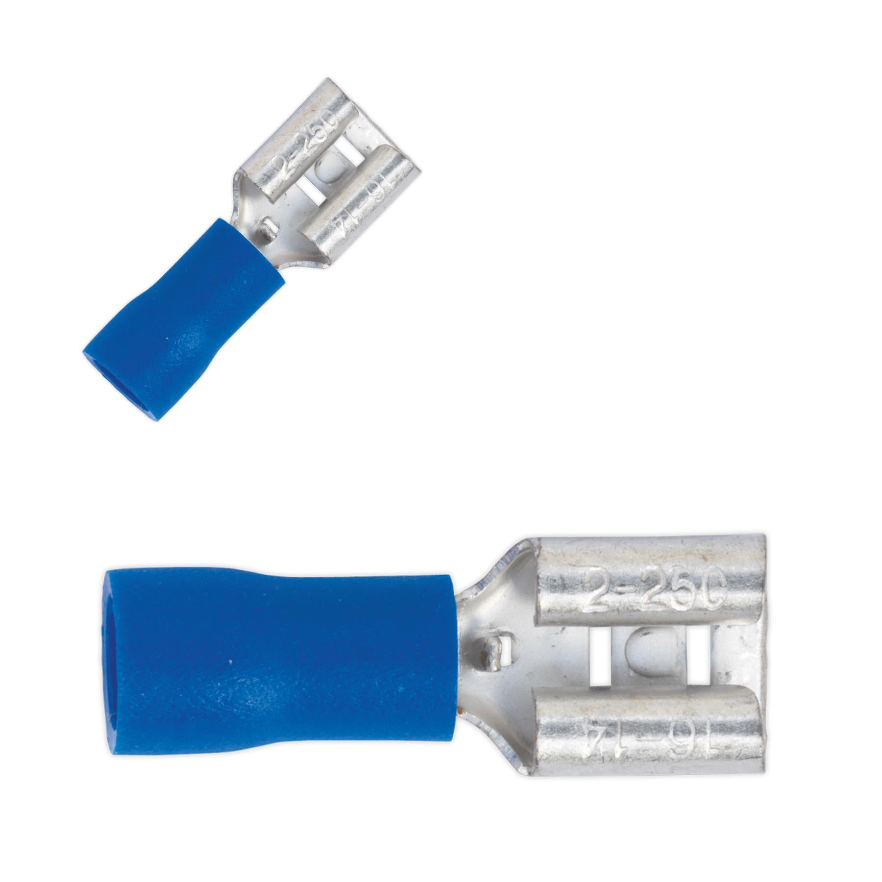 Sealey Push-On Terminal 6.3mm Female Blue Pack of 100