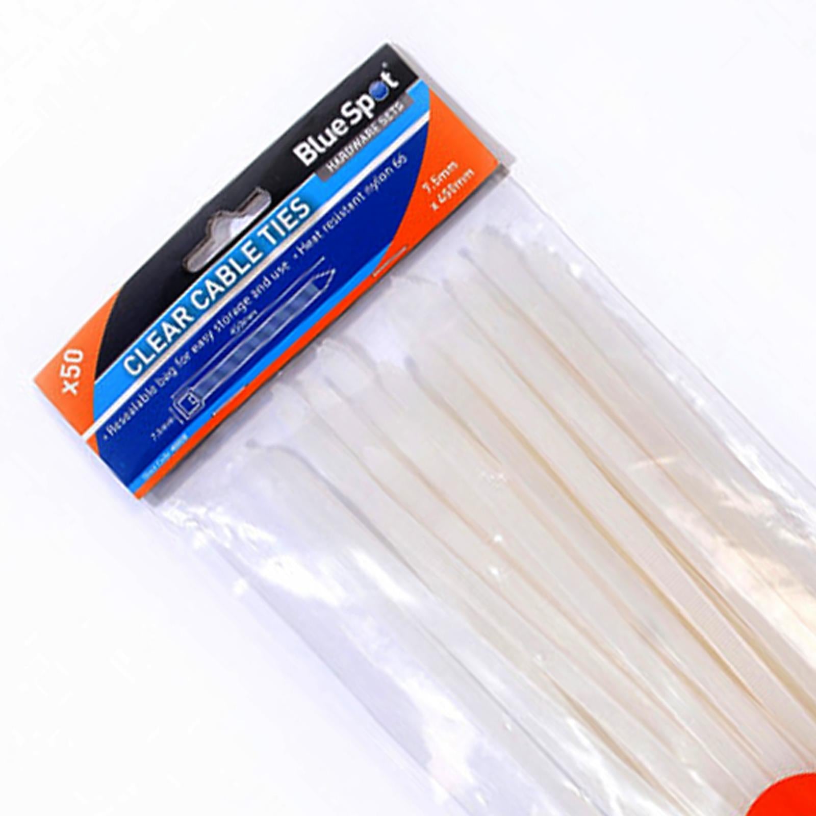 BlueSpot Cable Zip Ties 50Pce Nylon Wraps High Quality Strong 7.5mmx450mm