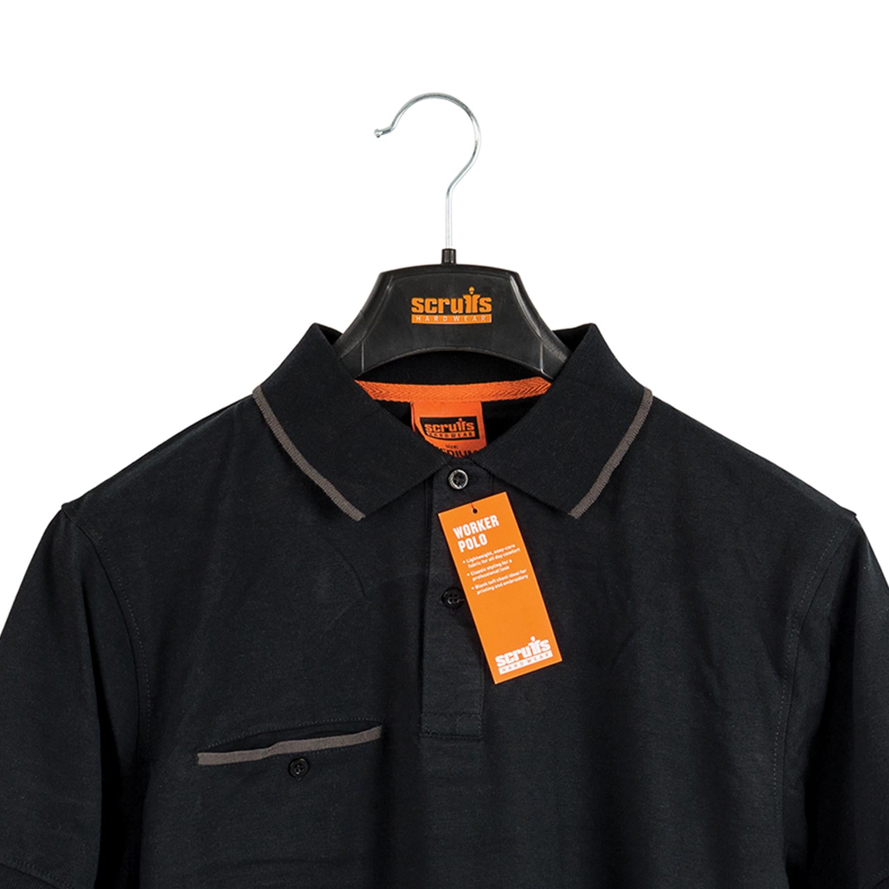 Scruffs Black Polo Shirt Short Sleeve Workwear Mens T Shirt Size S