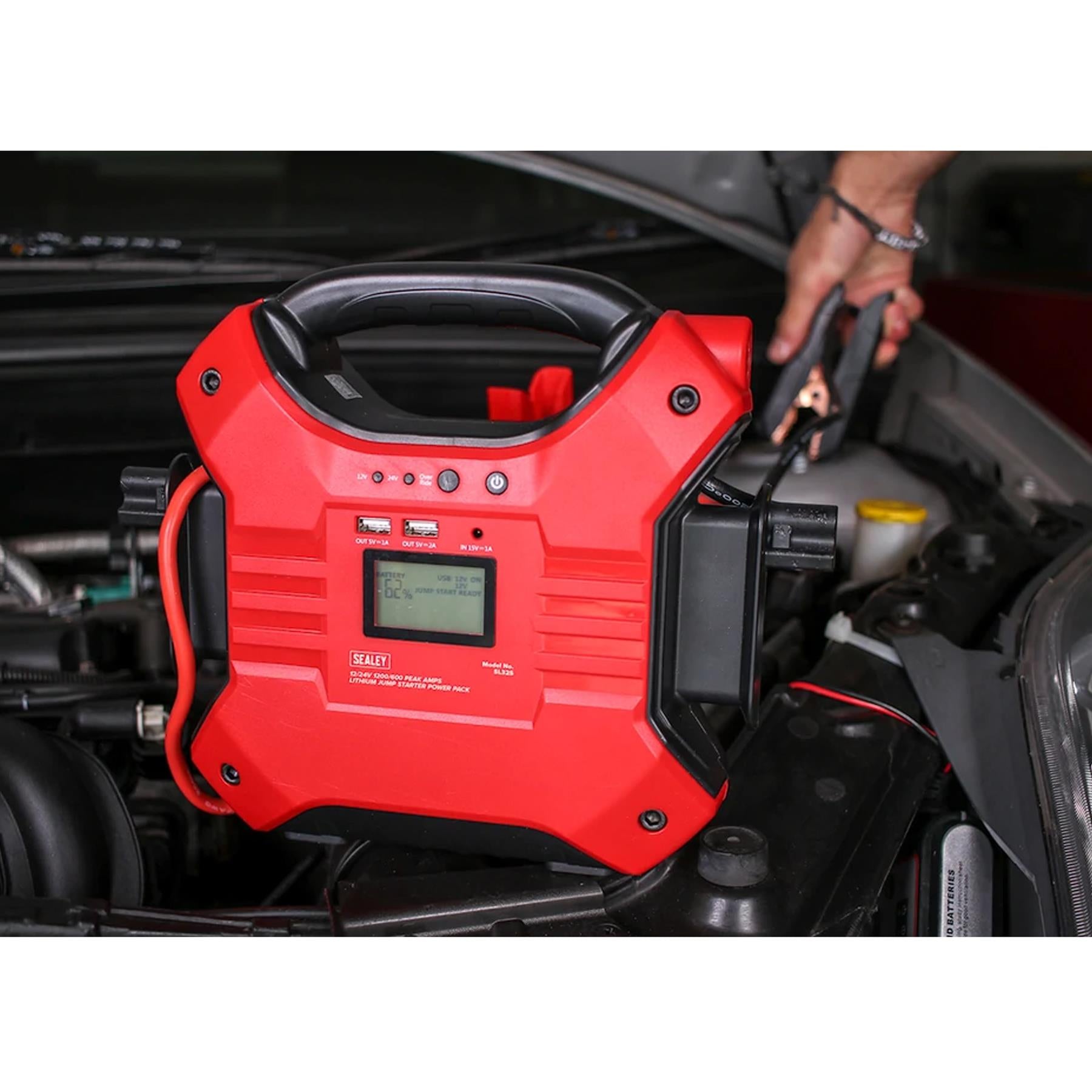 Sealey Jump Starter Power Pack Lithium-ion Phosphate (LiFePo4) 12/24V 1200/600 Peak Amps