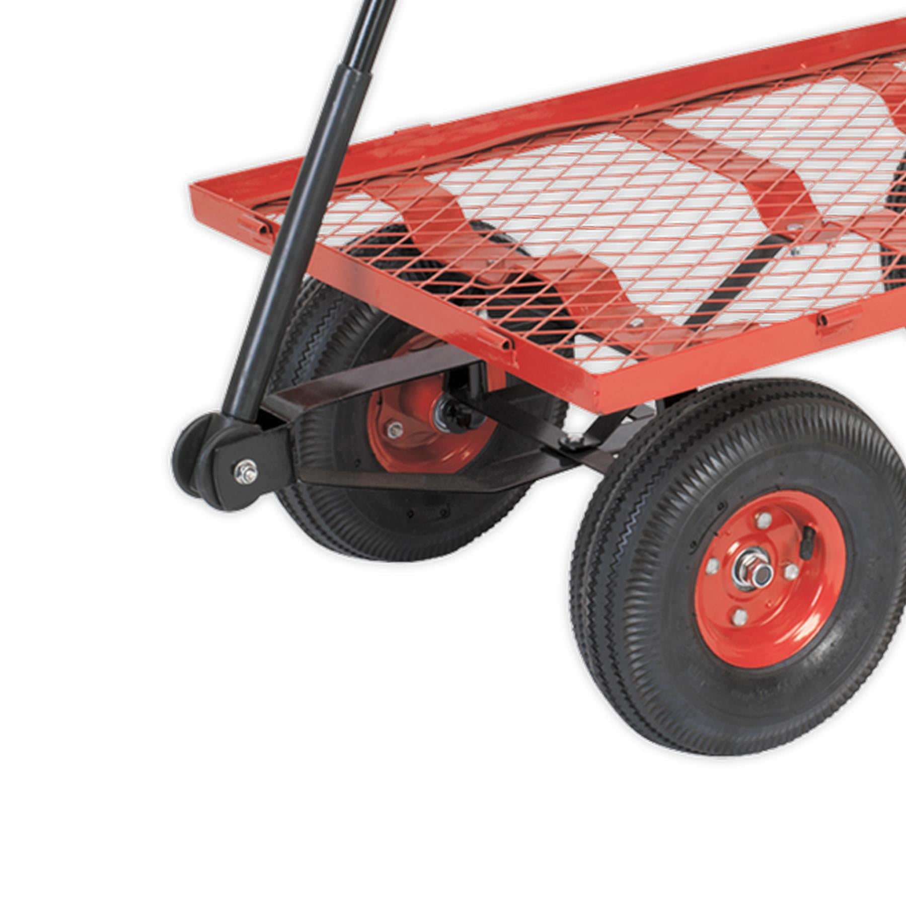 Sealey Platform Truck with Removable Sides Pneumatic Tyres 200kg