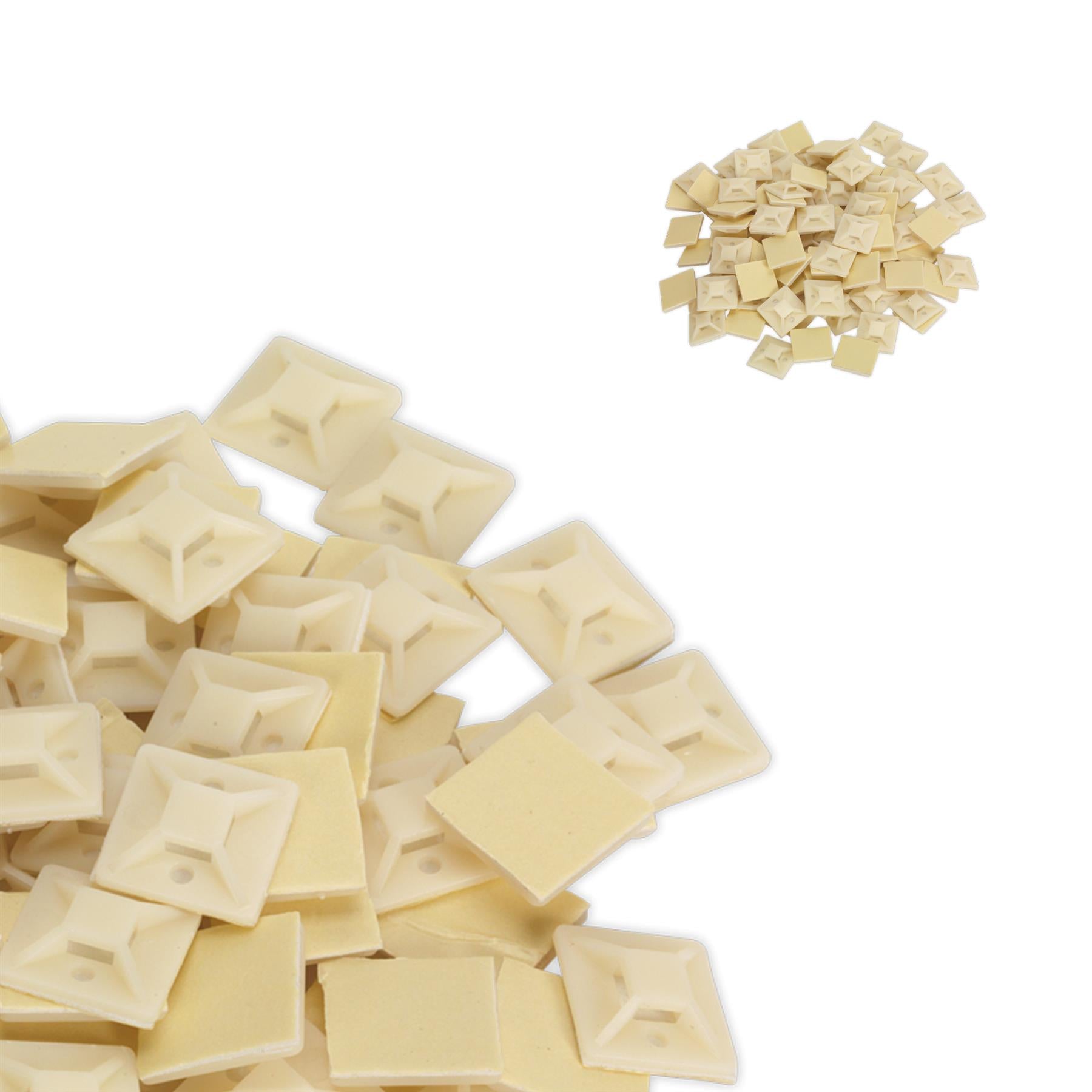 Sealey Self-Adhesive Cable Tie Mount 25 x 25mm White Pack of 100