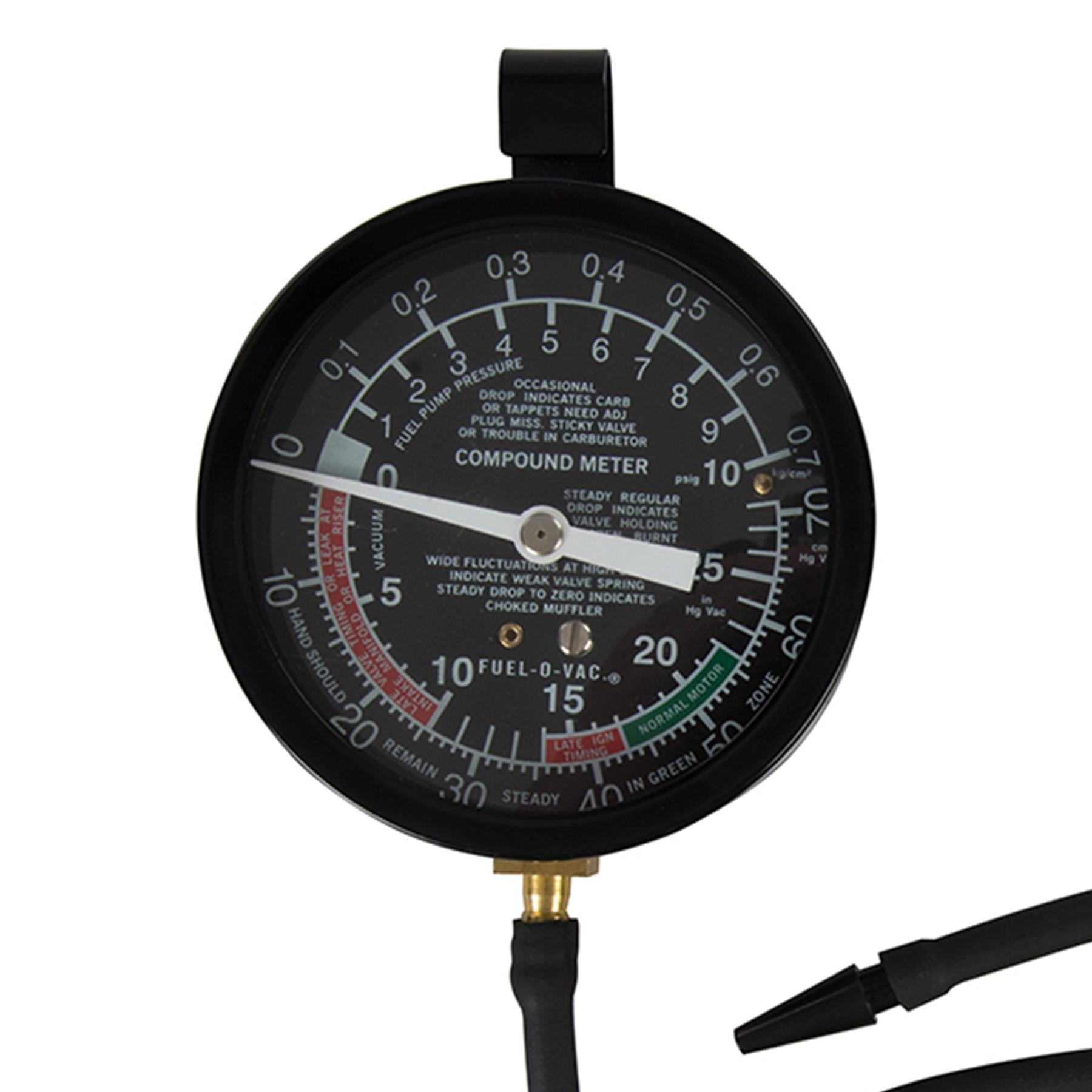Vacuum & Fuel Pump Pressure Test Gauge 0 - 10psig / 0 - 25Hg With Rubber Bumper