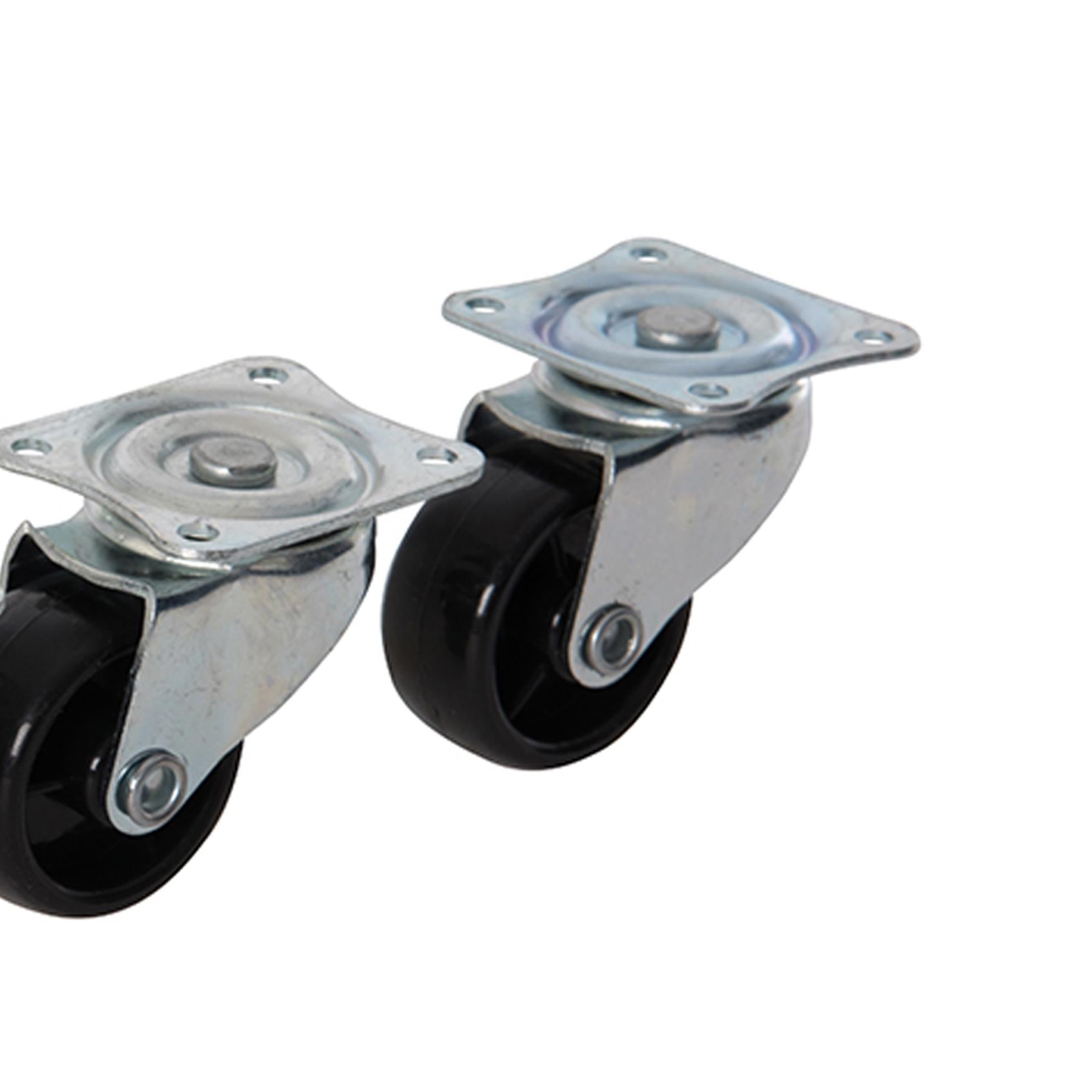 4Pk Light Duty Swivel Action Castors - 41mm Plate With Non-Marking Tyres