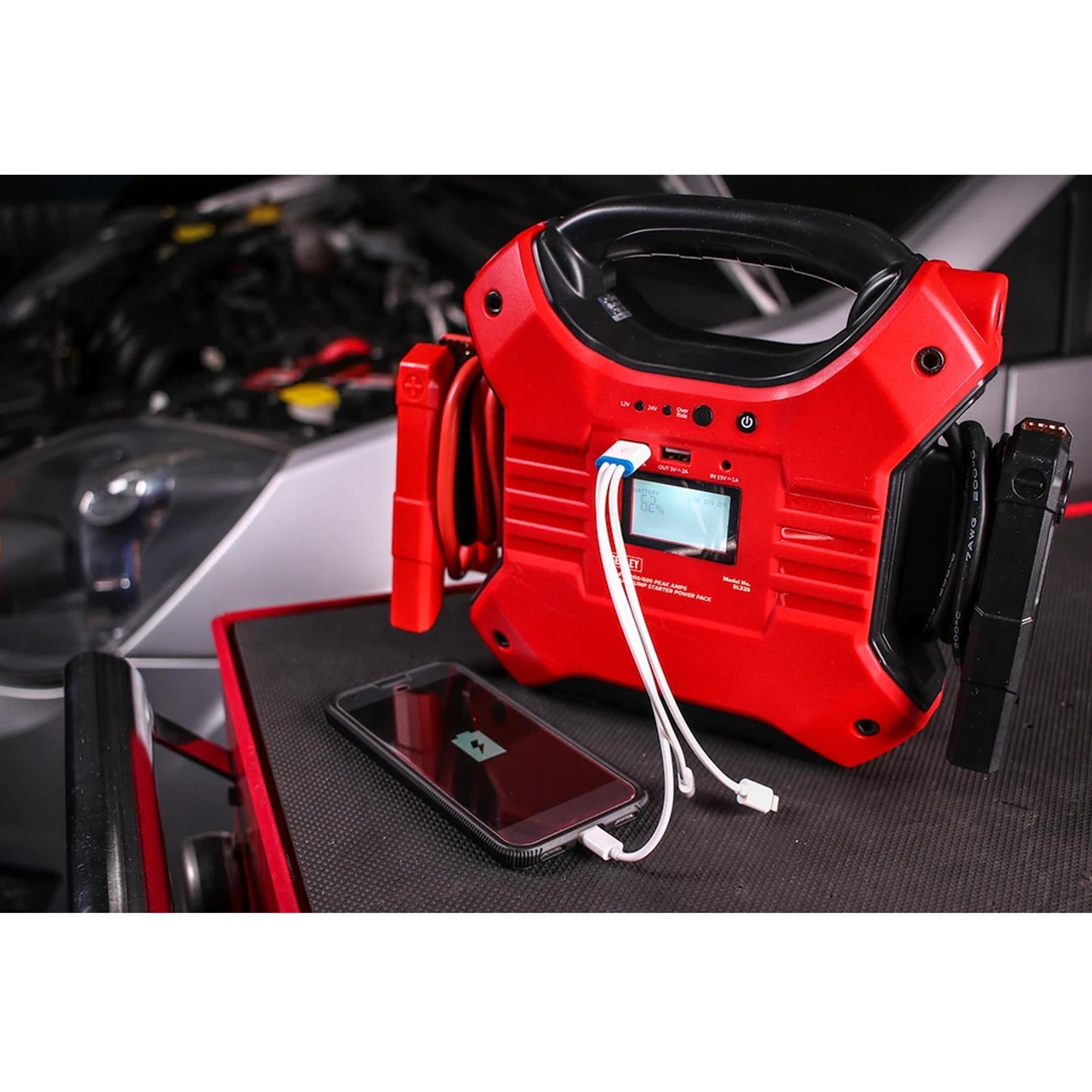 Sealey Jump Starter Power Pack Lithium-ion Phosphate (LiFePo4) 12/24V 1200/600 Peak Amps