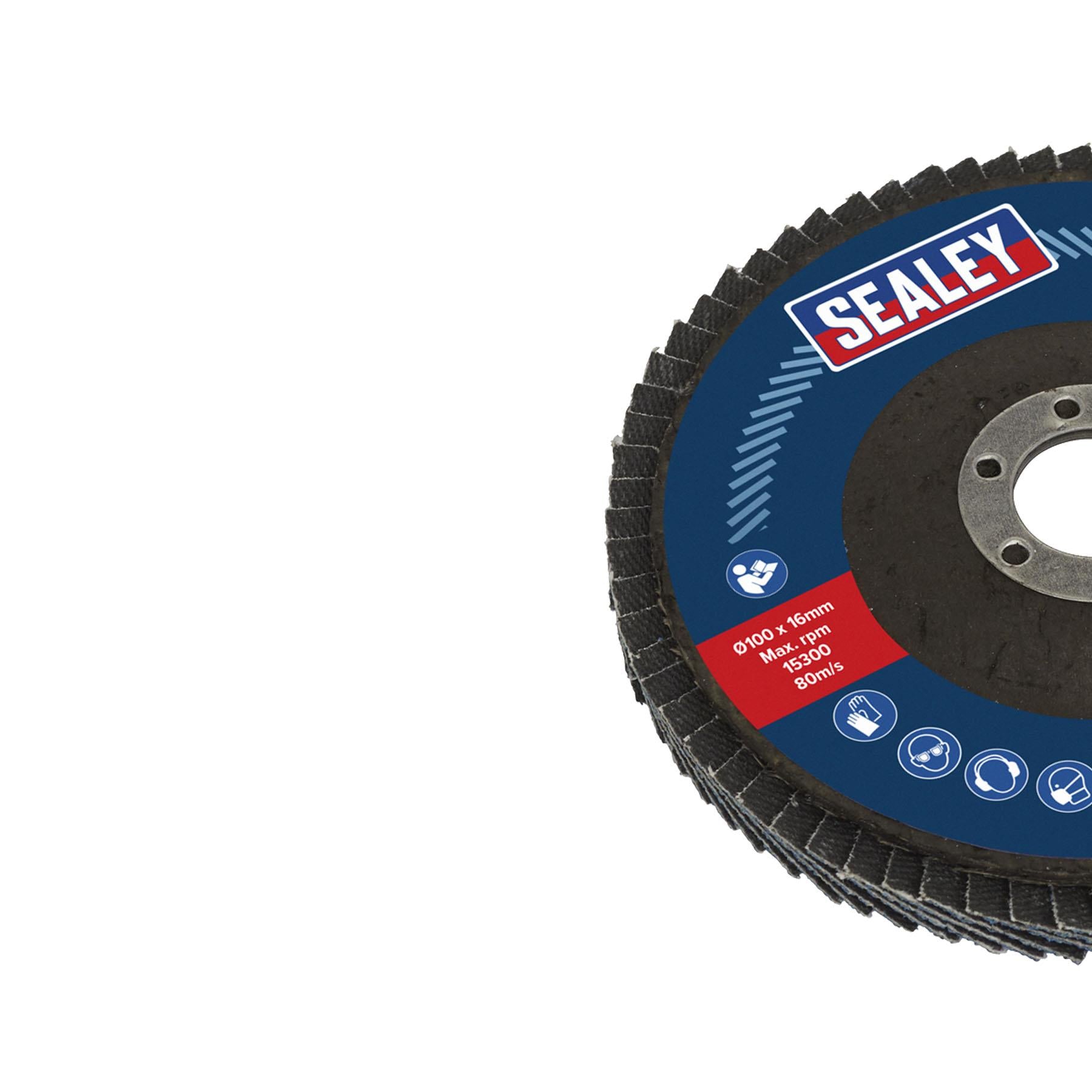 Sealey Flap Disc Zirconium �100mm 16mm Bore 40Grit