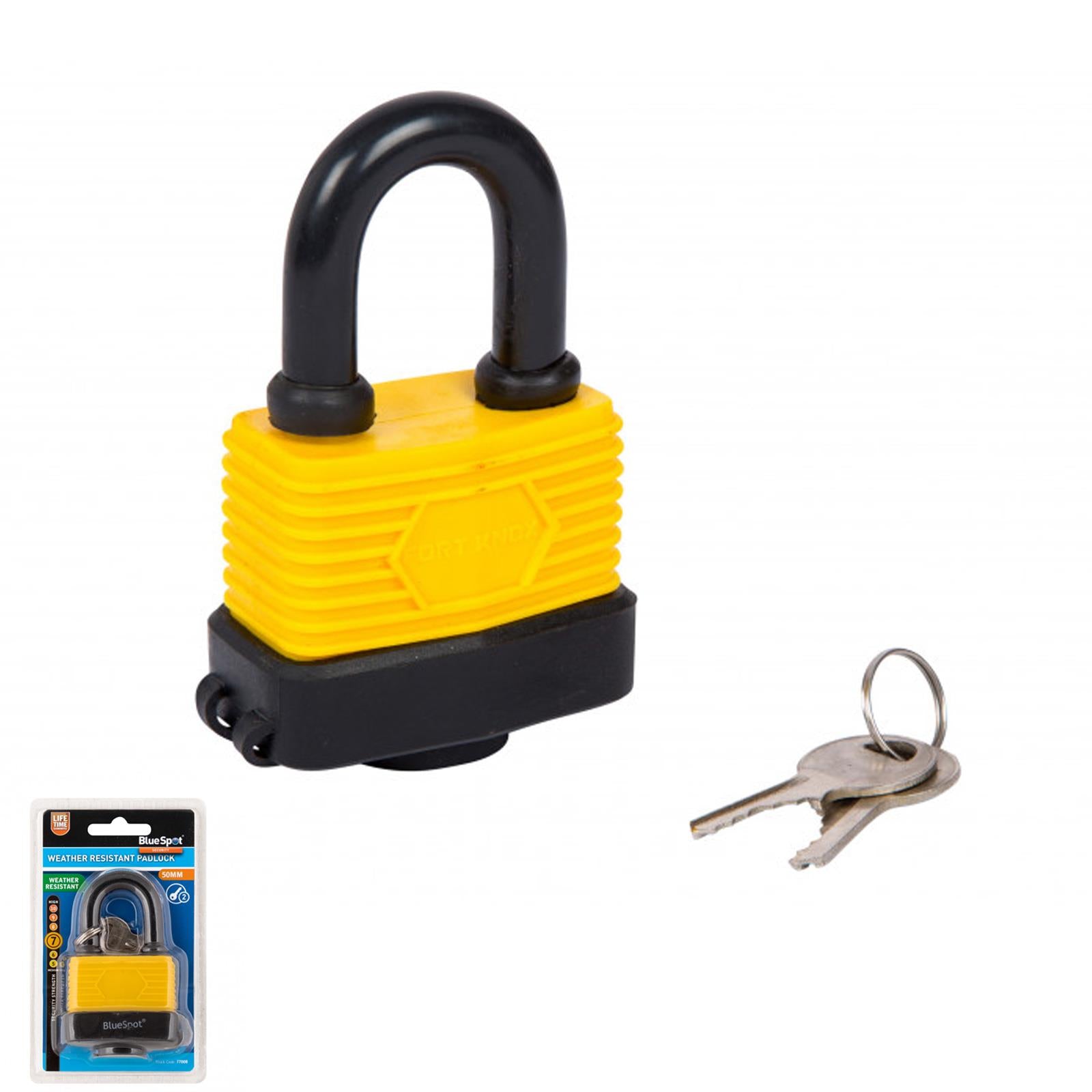 50mm Indoor Outdoor Weather Resistant Padlock With 2 Keys Bluespot