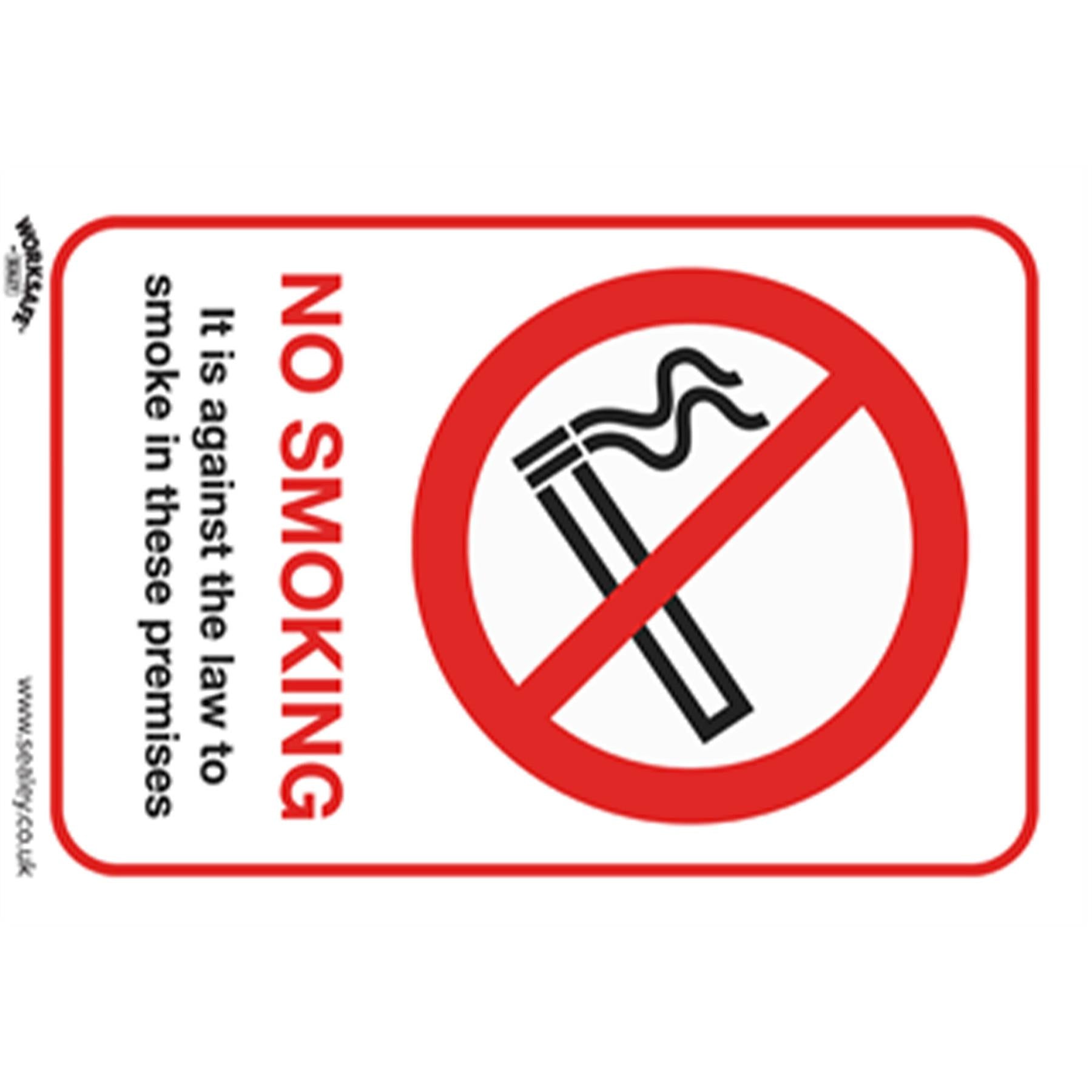 Safety Sign - No Smoking (On Premises) - Plastic - Pk of 10. Sealey