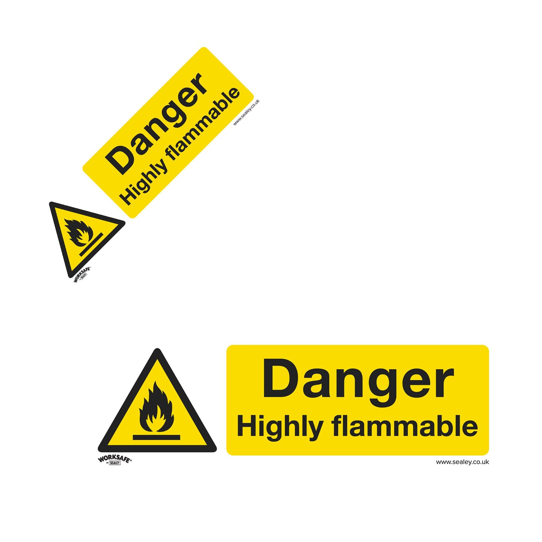Sealey Safety Sign - Danger Highly Flammable - Plastic - Pack of 10