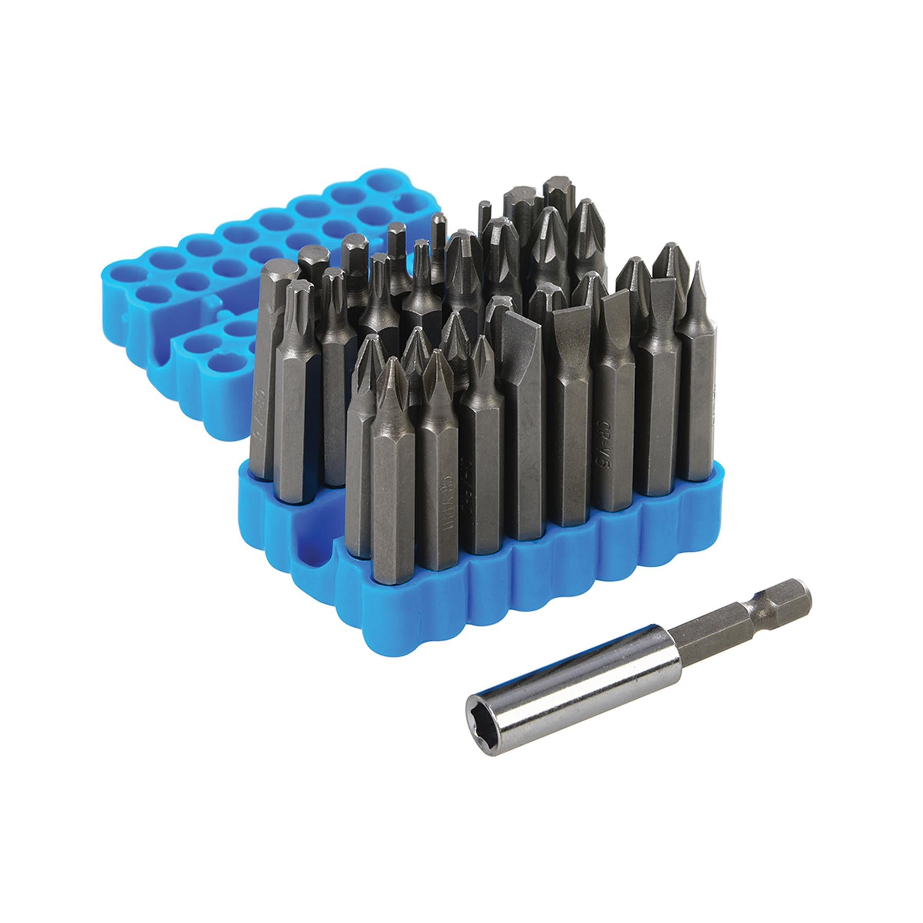 33 Pce Screwdriver Bit Set 50mm Chrome Vanadium 5 X Slotted, Bit Holder And Case
