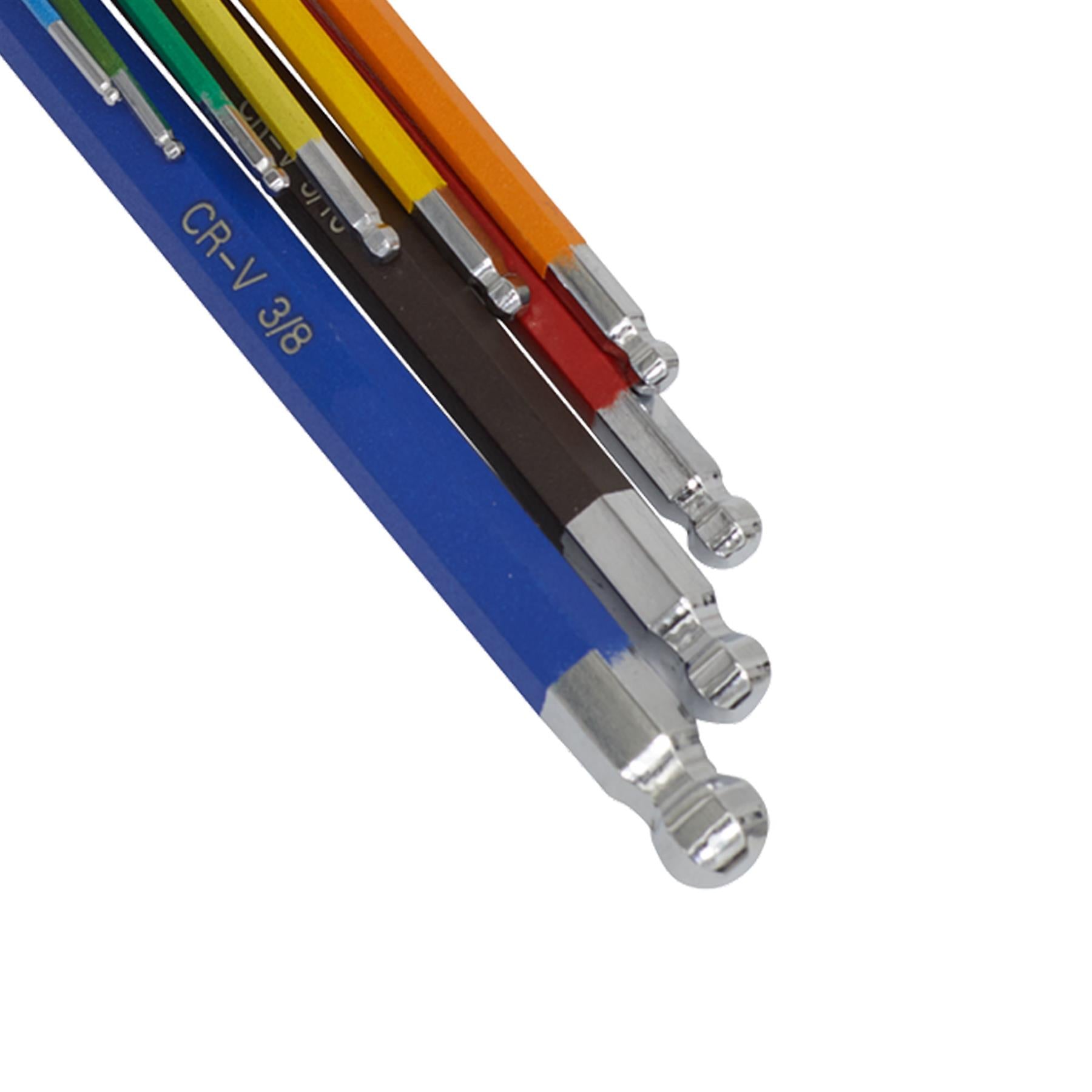 Sealey Ball-End Hex Key Set Extra-Long 9pc Colour-Coded Imperial