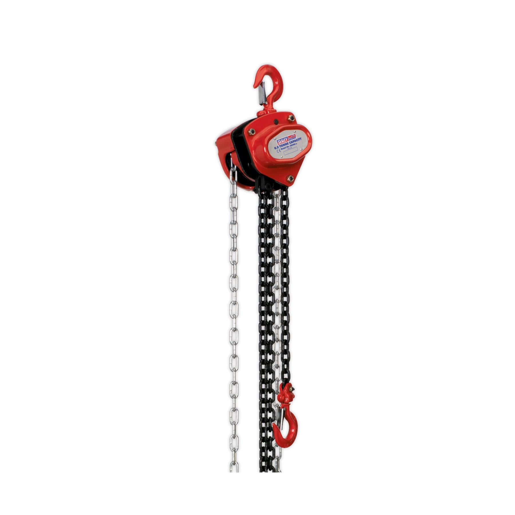 Sealey Chain Block 0.5tonne 2.5m Safety Latches - CB500