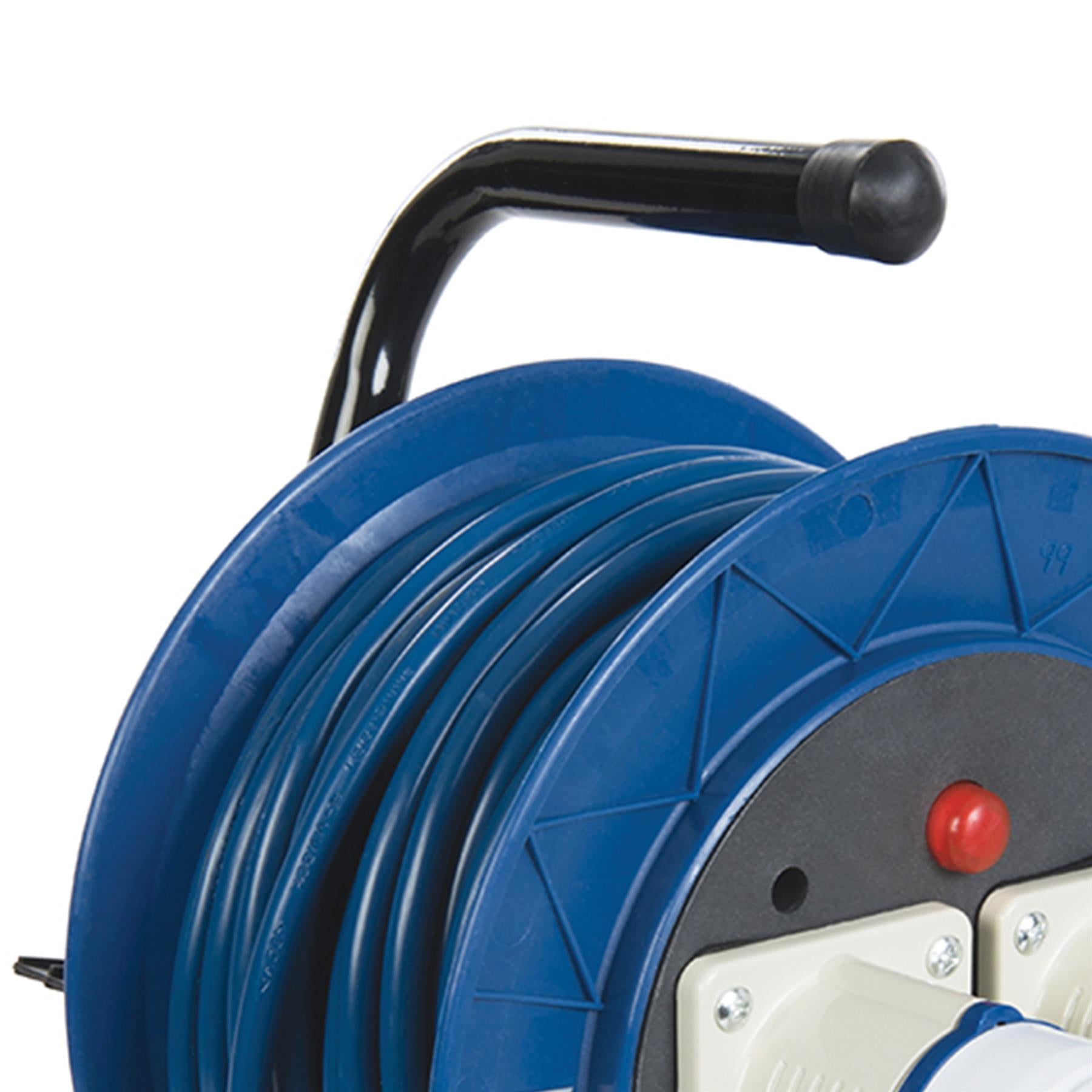 Industrial Cable Reel 16A 230V Freestanding 2Gang 25m ThermalOverload Protection