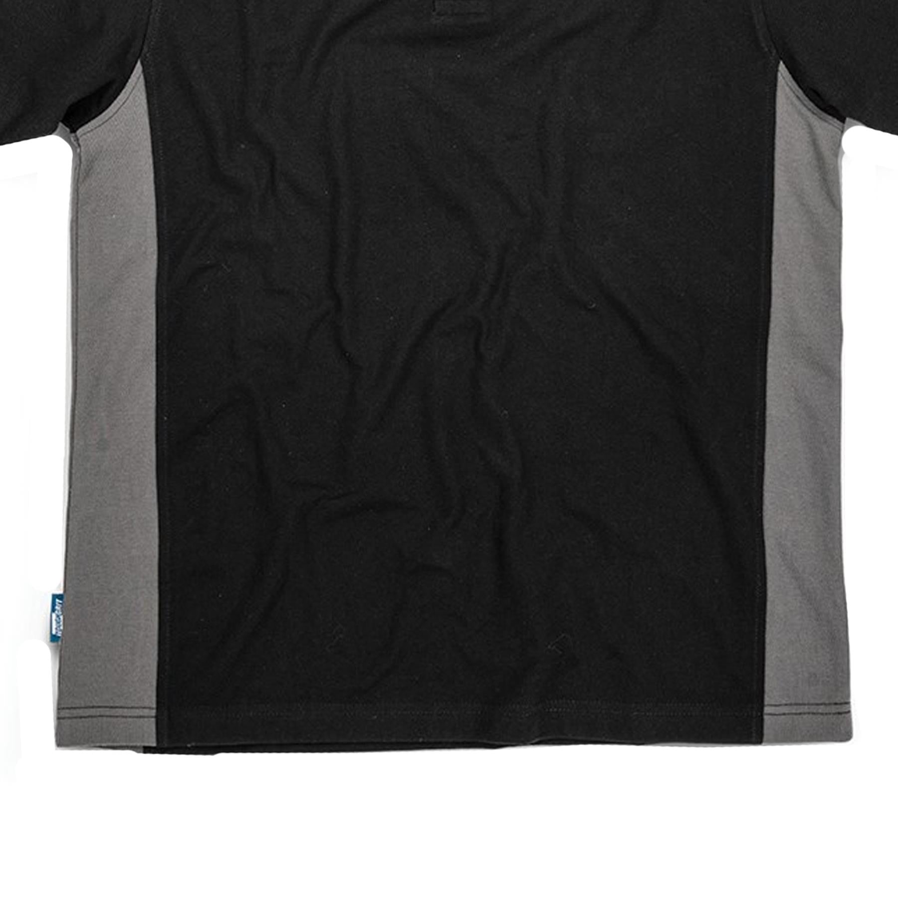 Tough Grit Mens 2-Tone Polo Colour Side Panels T Shirt Black/Charcoal XS