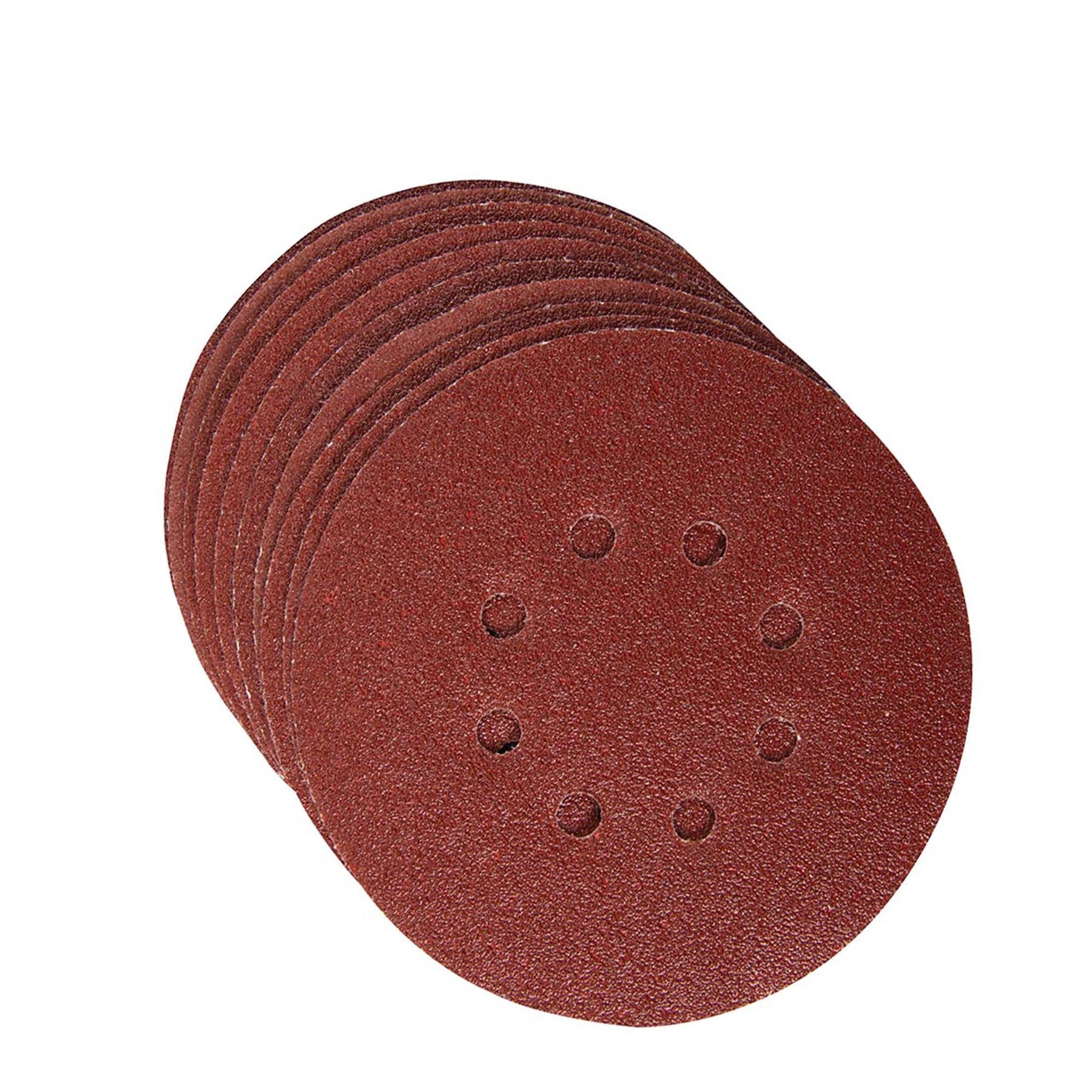 Punched Sanding Discs 125mm 10Pk Grit 120 Hook & Loop Aluminium Oxide New