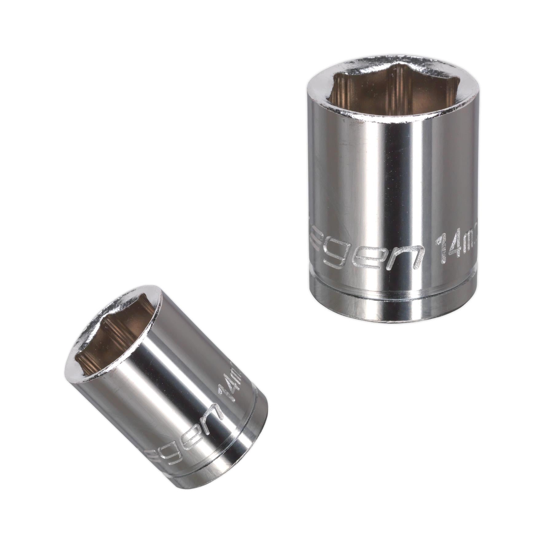 Sealey WallDrive Socket 14mm 3/8"Sq Drive Carbon Steel