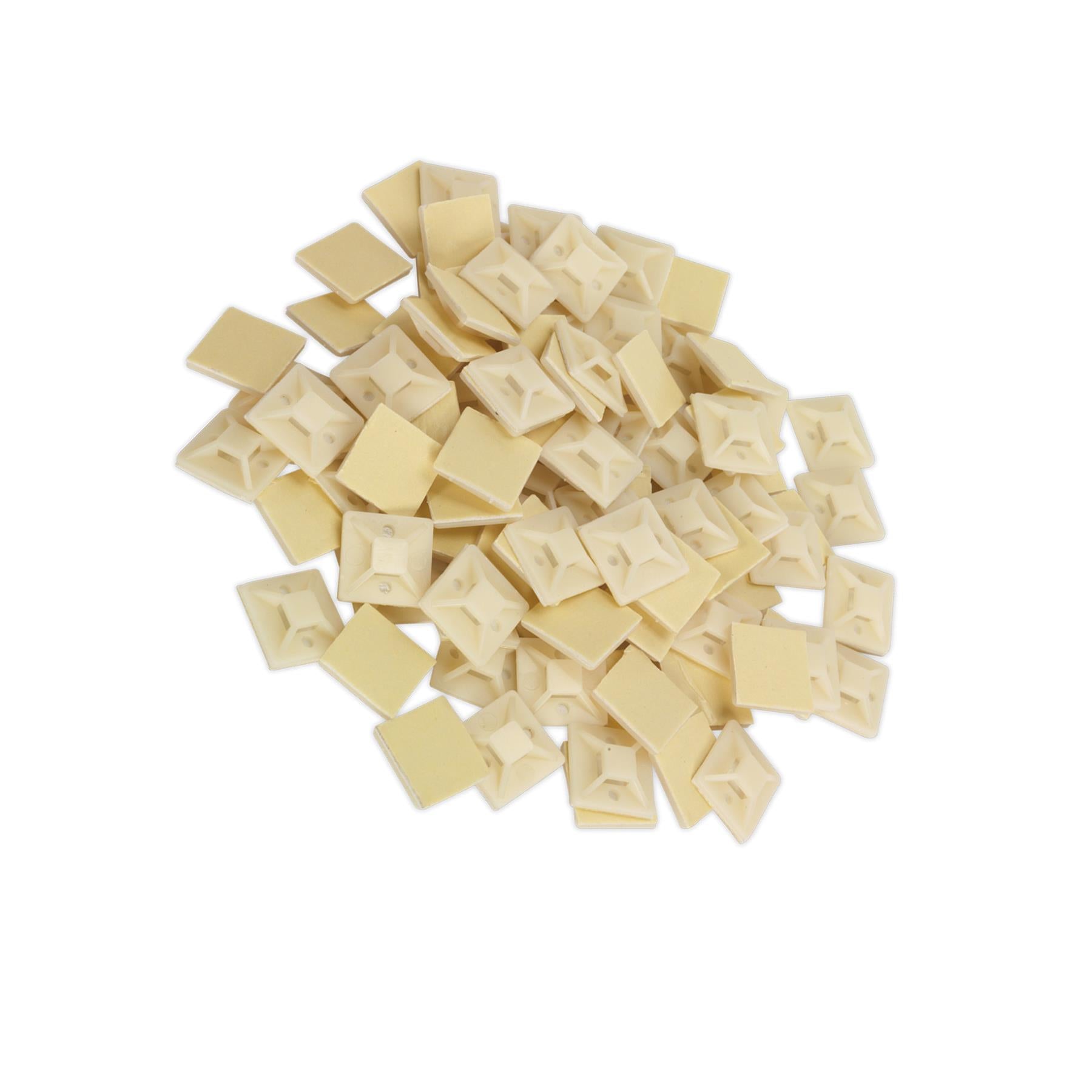 Sealey Self-Adhesive Cable Tie Mount 25 x 25mm White Pack of 100