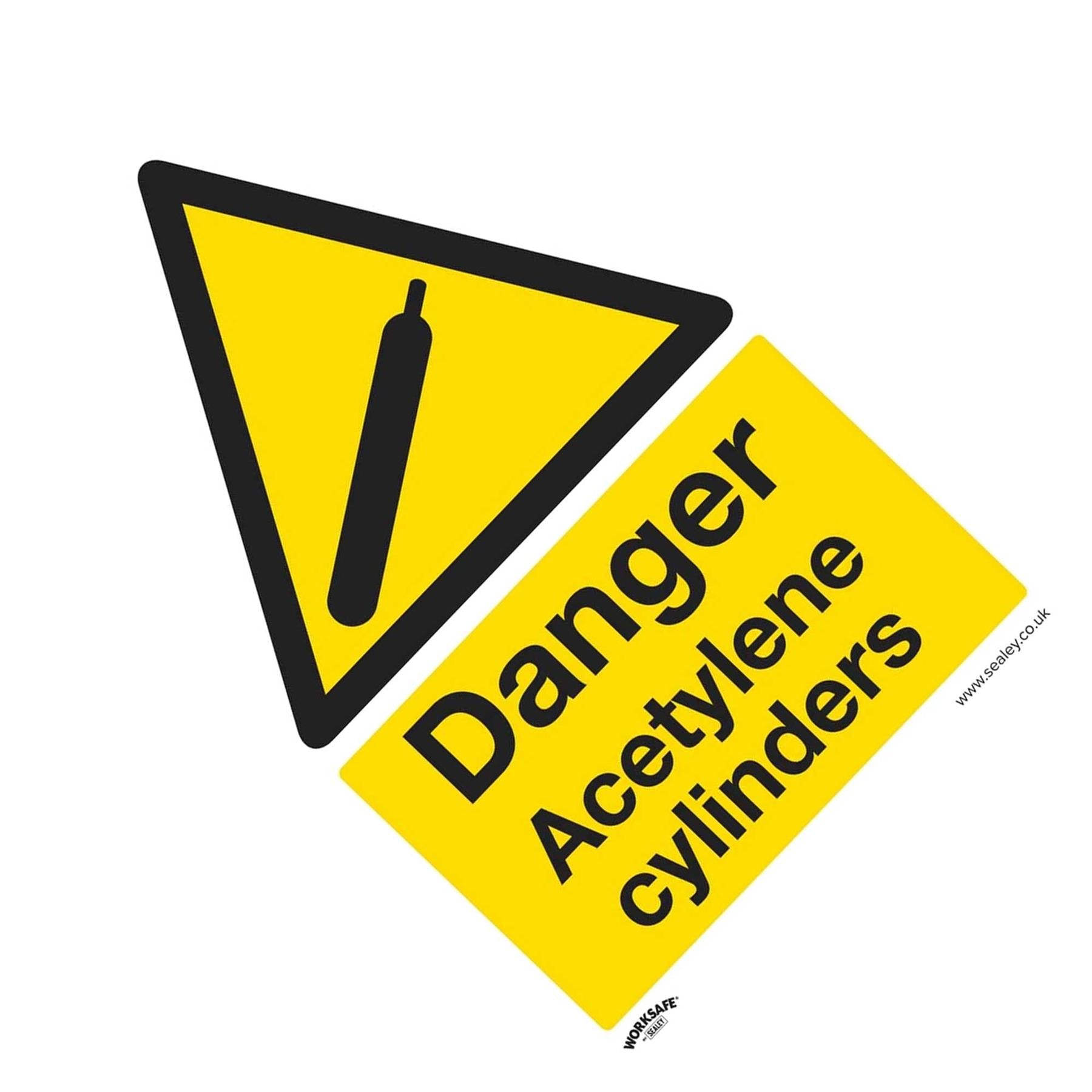 Warning Safety Sign - Danger Acetylene Cylinders - Rigid Plastic