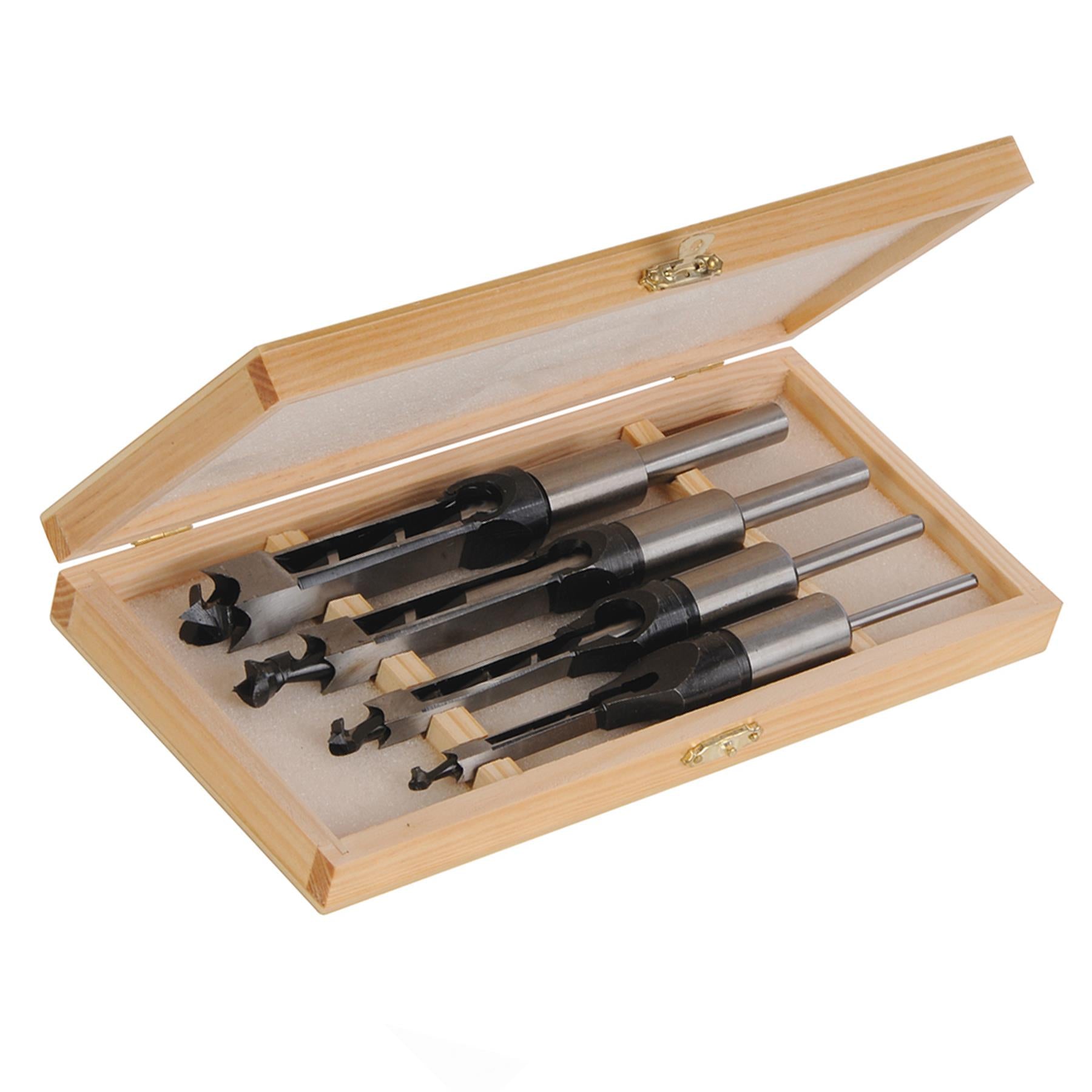 4 Pc Mortising Chisel Set Square Auger Morticer Bits Mortice Tools DIY