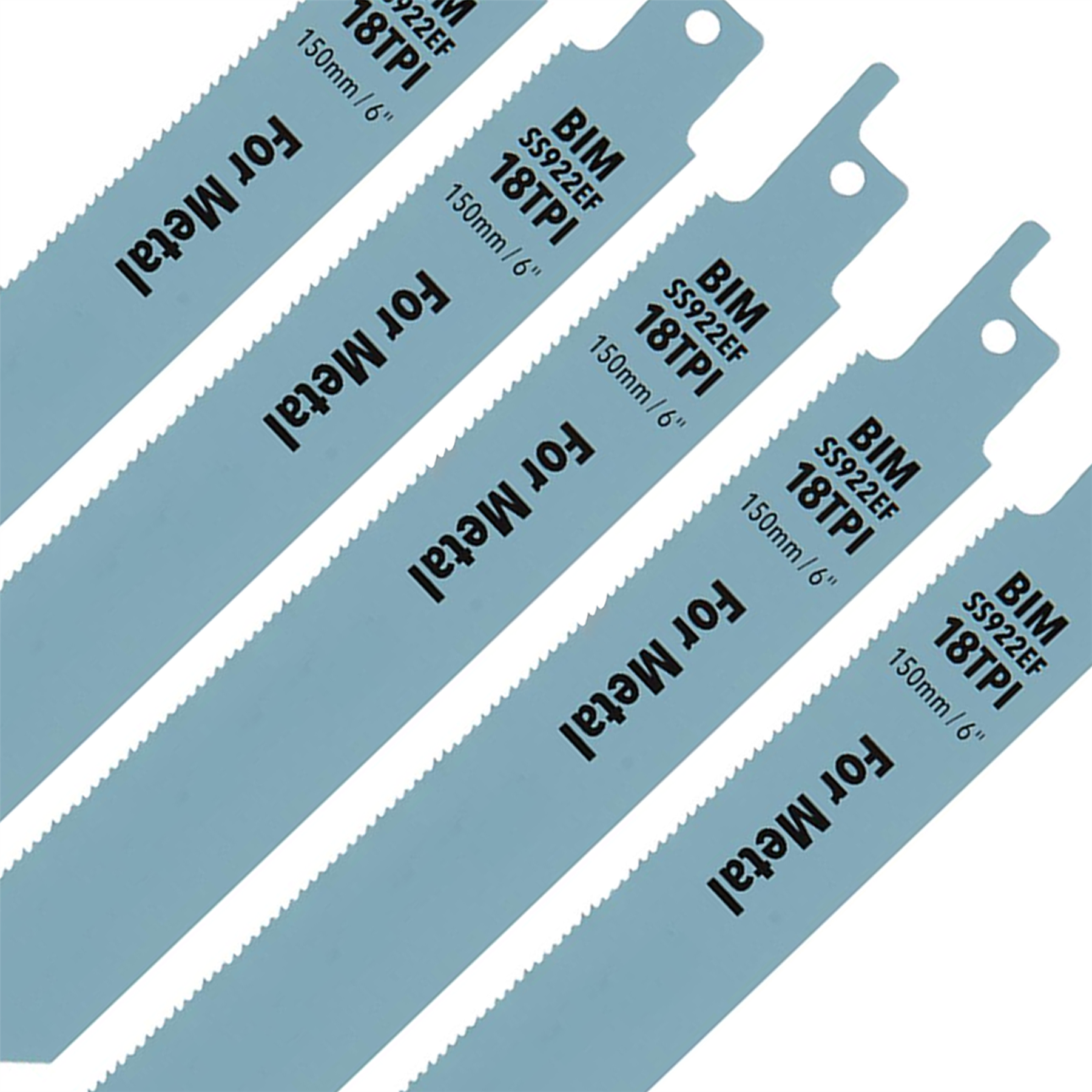 Heavy Duty 5 x Reciprocating Saw Blades 18 Tpi 150mm Metal Cutting Straight Fine