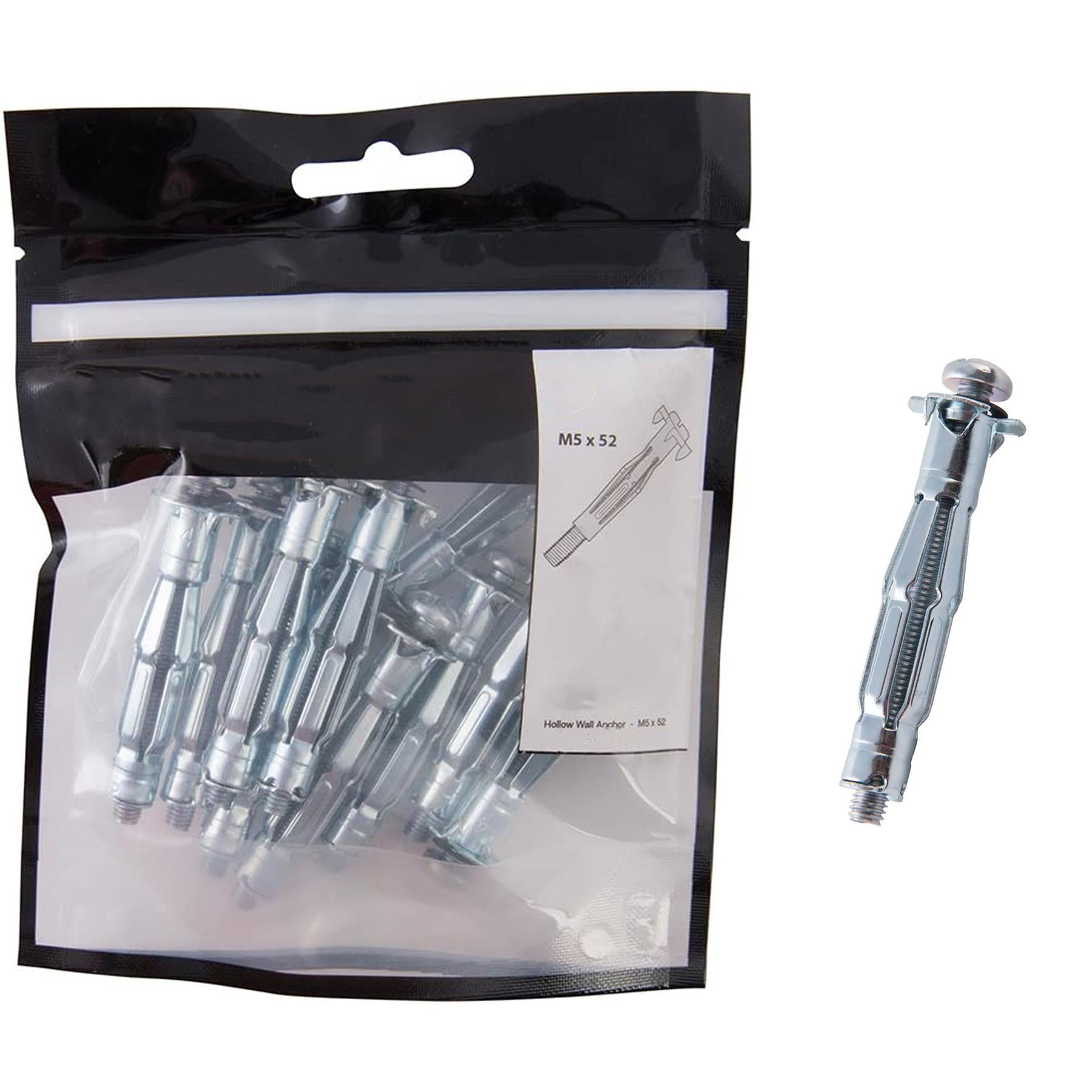 Hollow Wall Anchors Flush Finish With Anti-Rotation Barbs 40Pk M5 X 52mm