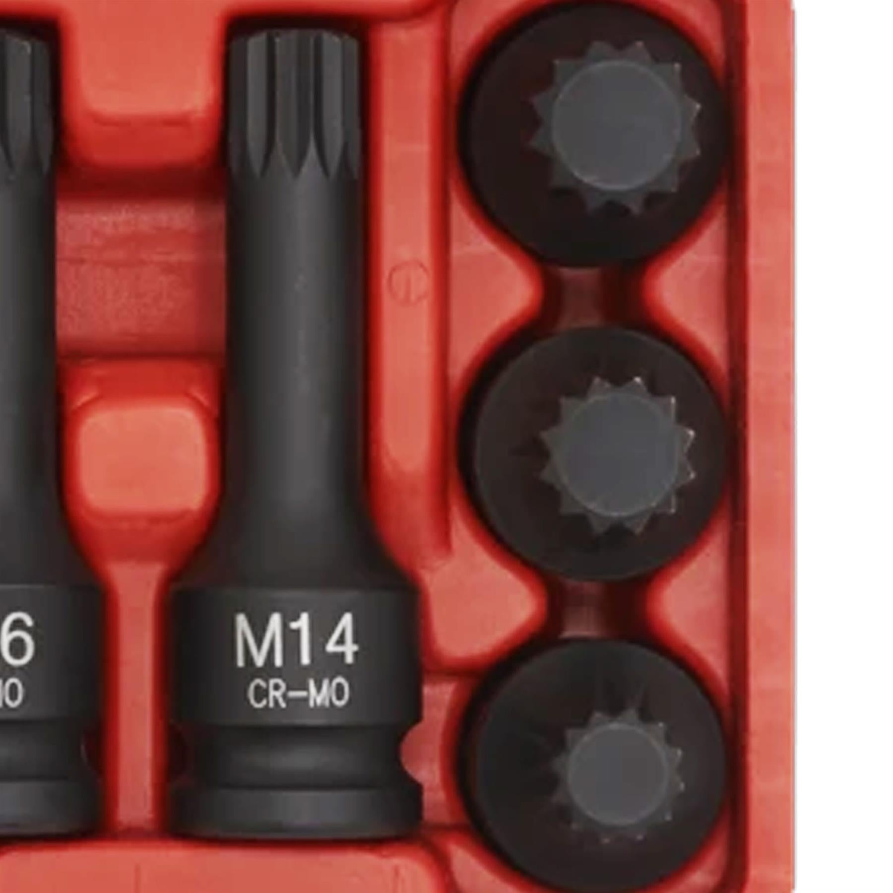 Sealey Impact Spline Socket Bit Set 6pc 1/2"Sq Drive