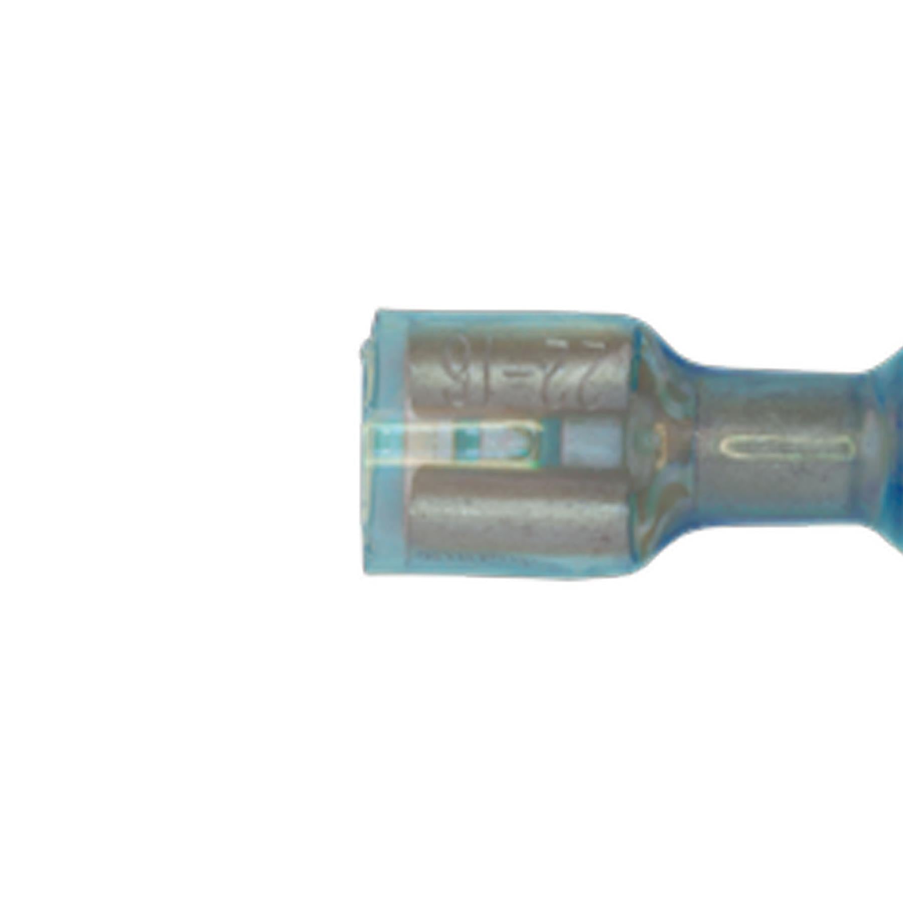 Heat Shrink Push-On Terminal 6.4mm Female Blue Pack of 25. Sealey