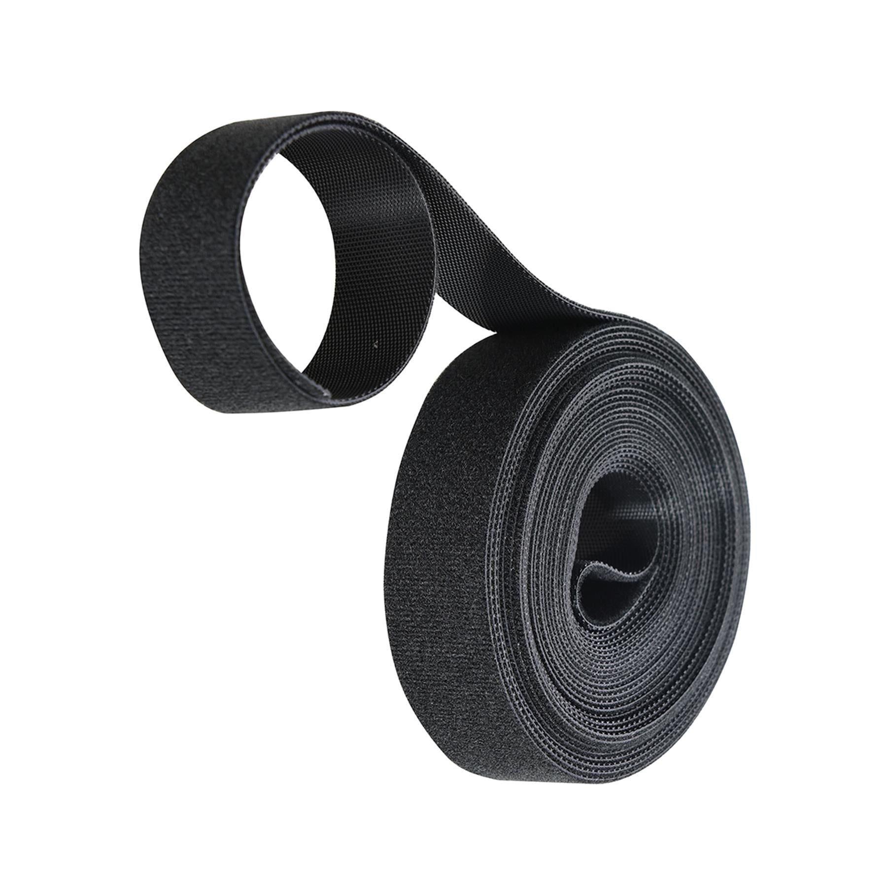 Self-Wrap Hook & Loop Tape Black - 25mm X 5M Double-Sided 100% Nylon Reusable