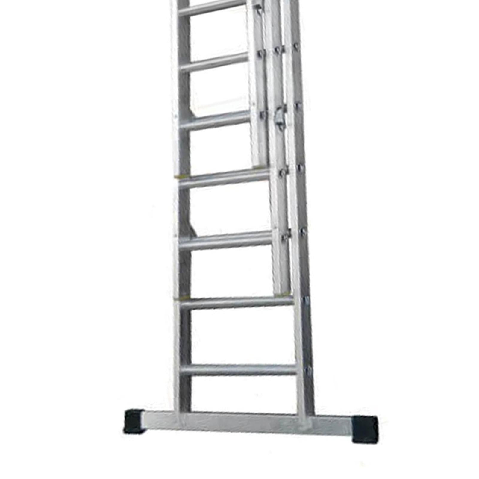 Dapetz PRo 11 Rung Aluminium Extension Ladder 3m, Triple Section, Made In Uk