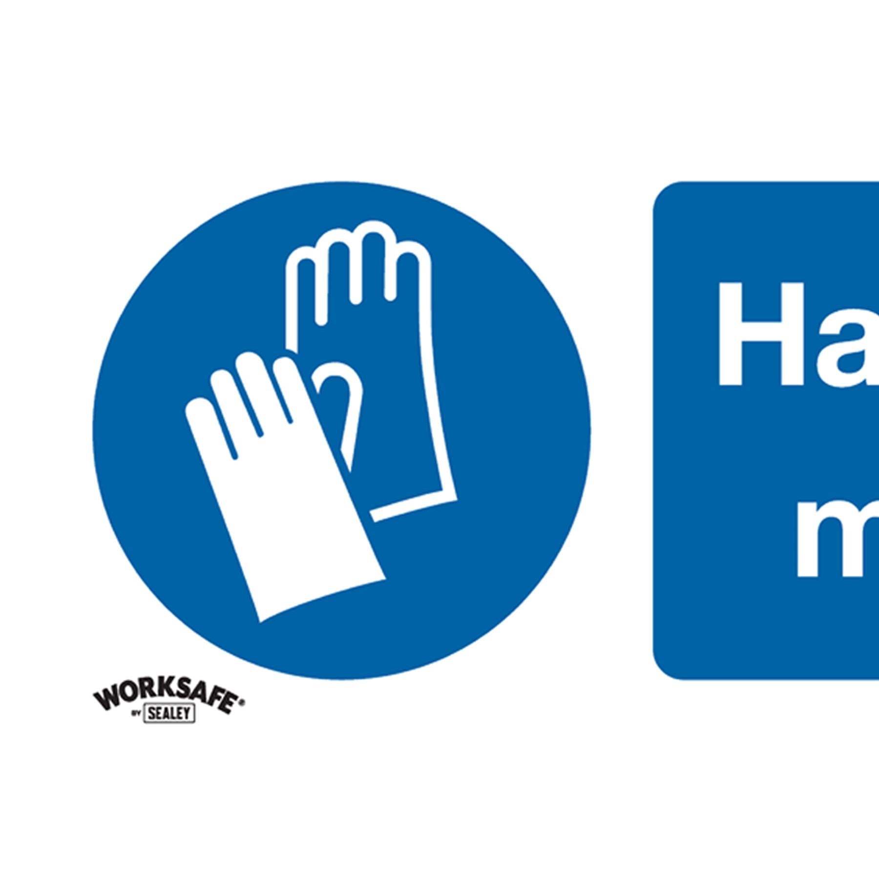 Mandatory Safety Sign - Hand Protection Must Be Worn - Rigid Plastic