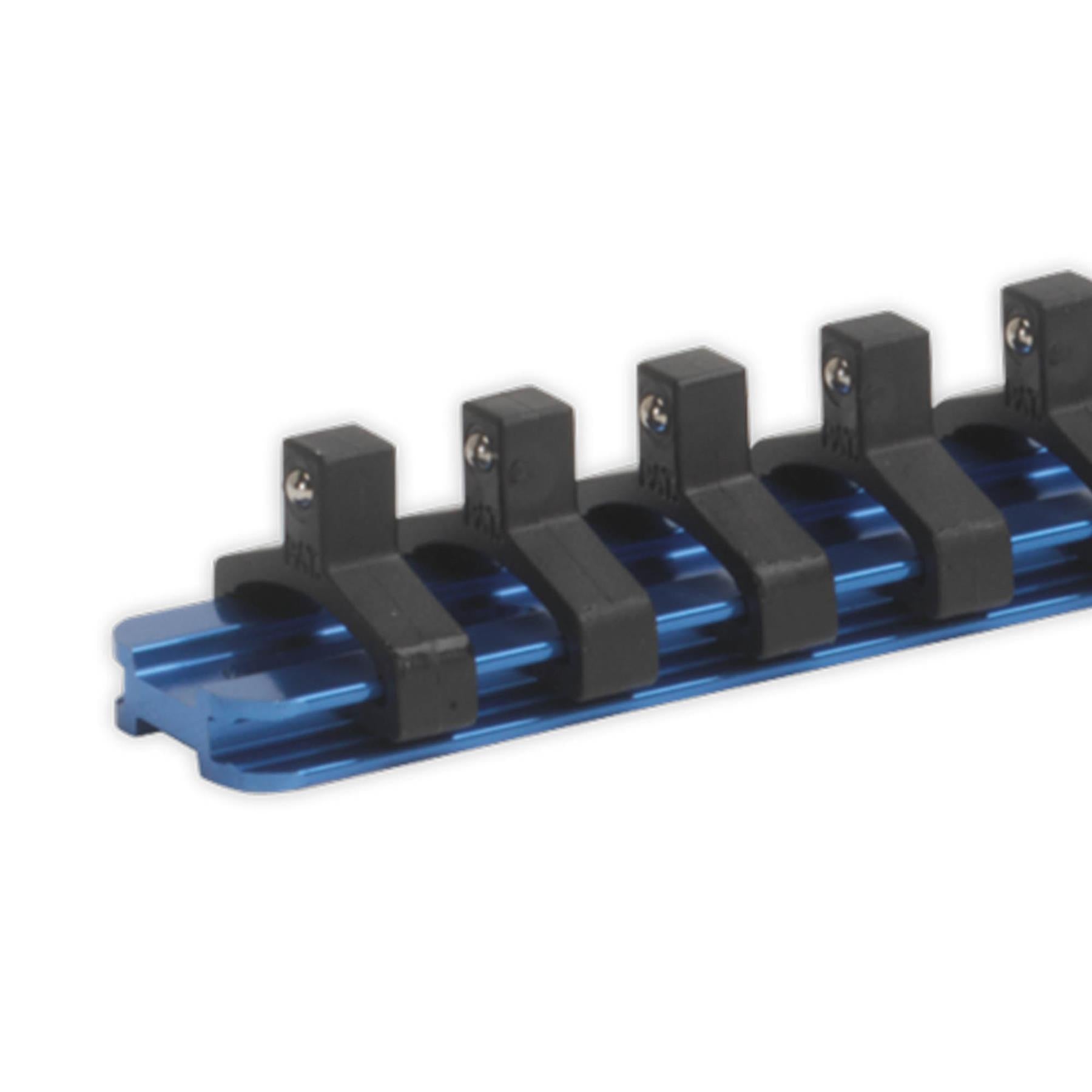 Sealey Socket Retaining Rail with 14 Clips Aluminium 1/4"Sq Drive